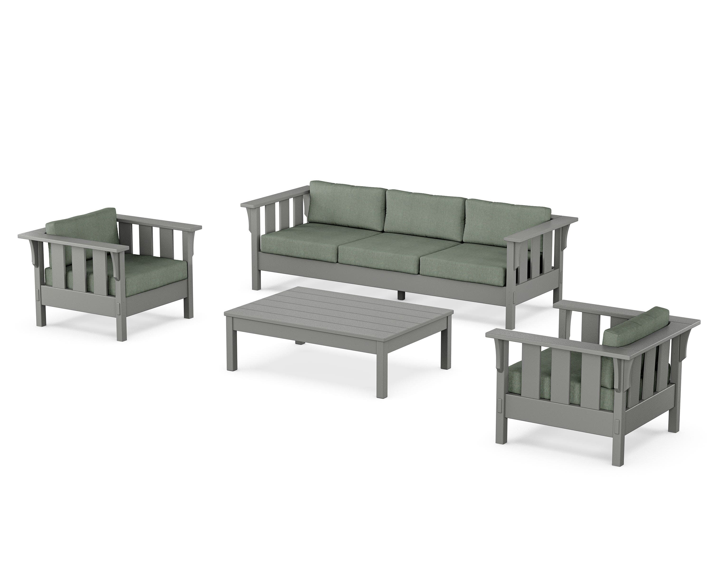 Acadia 4-Piece Deep Seating Set with Sofa in Slate Grey / Cast Sage