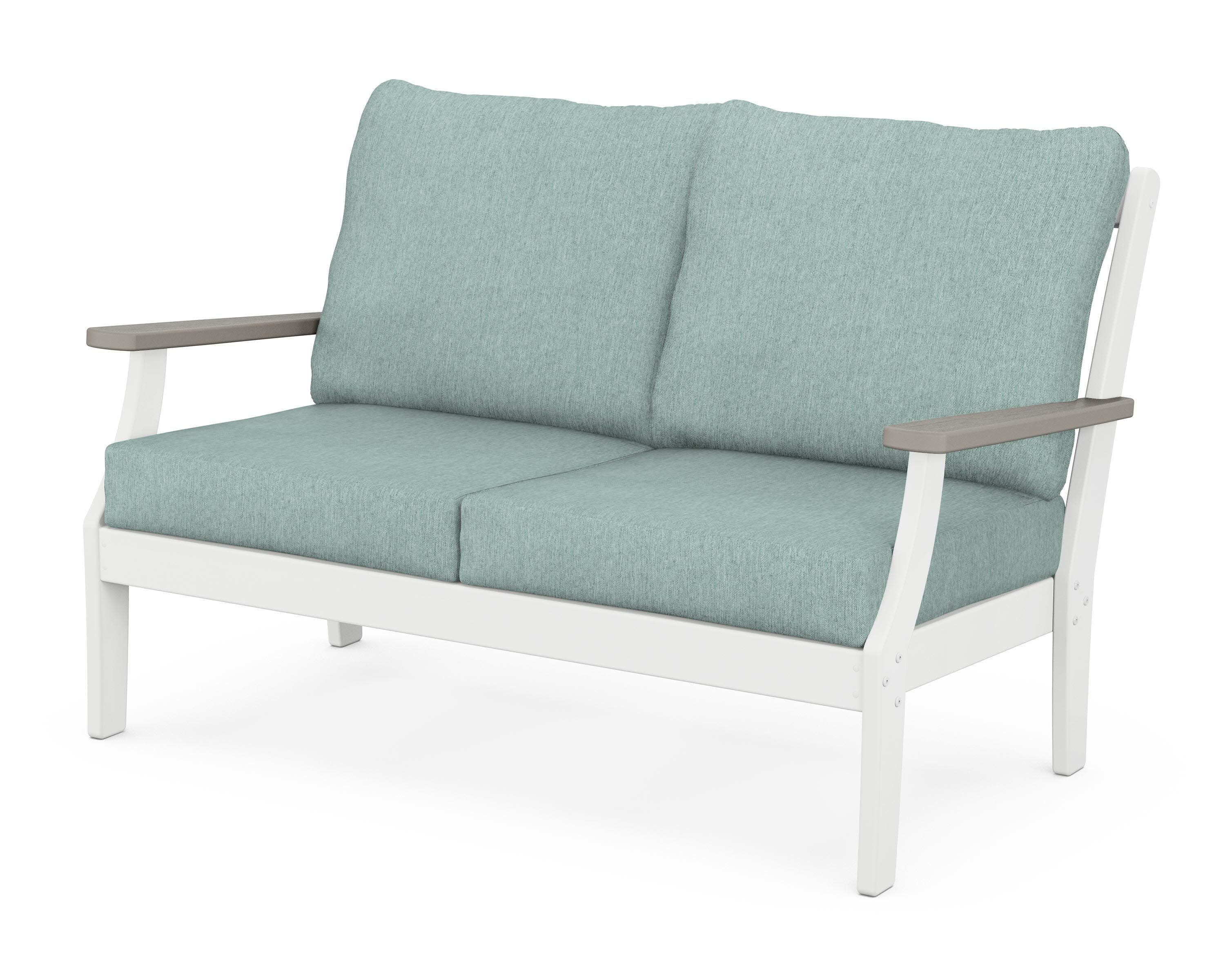 Braxton Deep Seating Loveseat in White / Driftwood / Glacier Spa