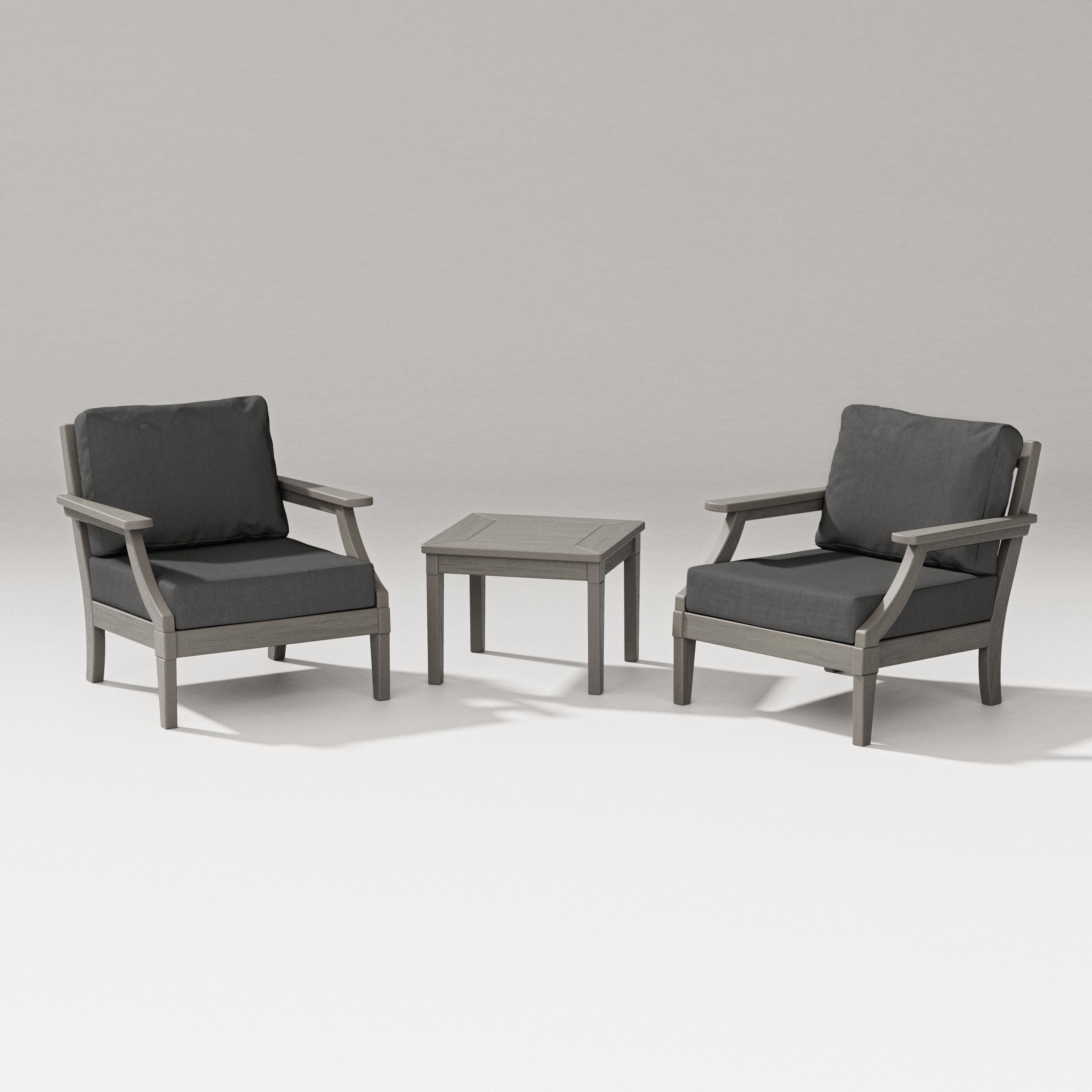 Estate 3-Piece Lounge Chair Set in Driftwood / Spectrum Carbon
