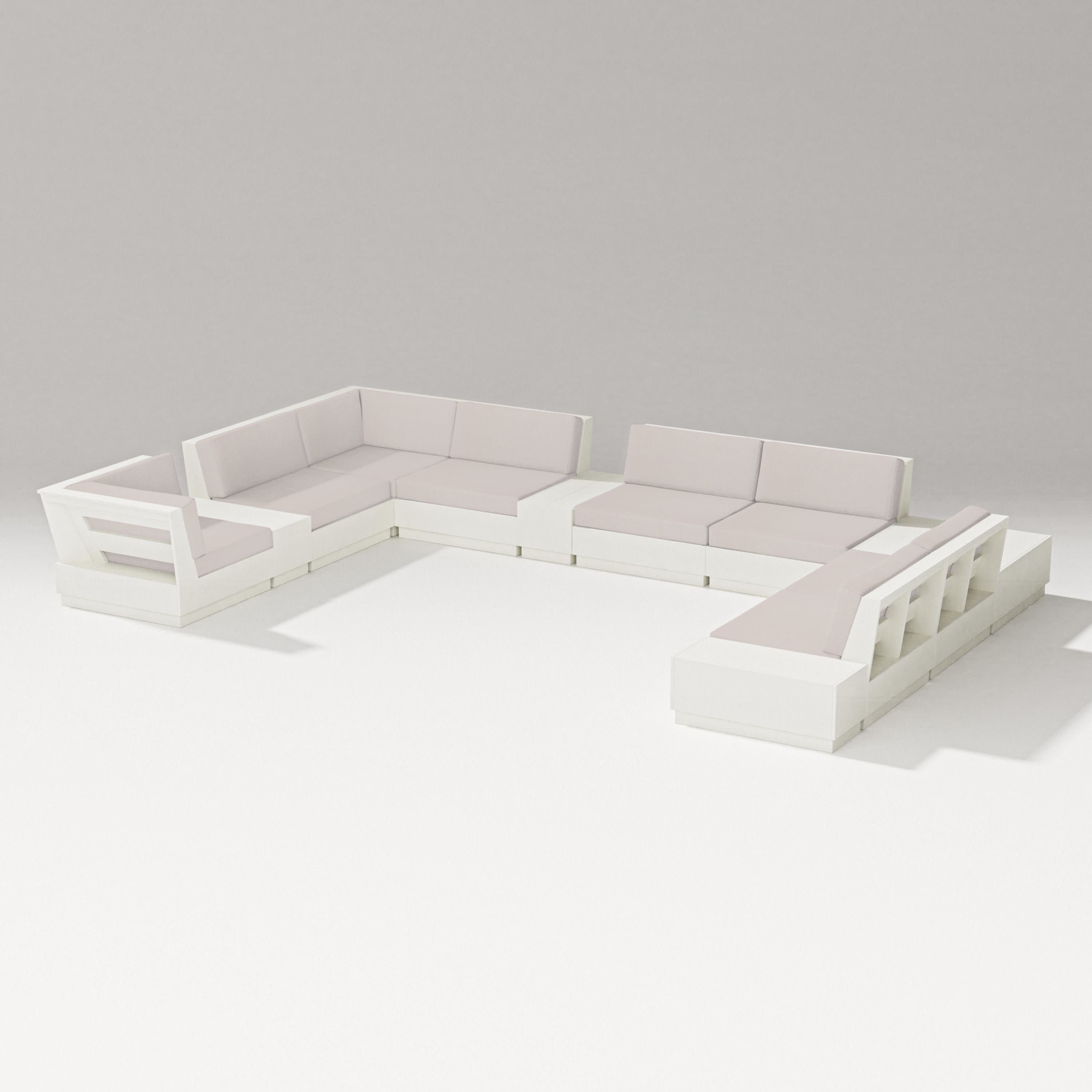 Elevate 12-Piece Conversation Sectional Set in Vintage White / Dune Burlap