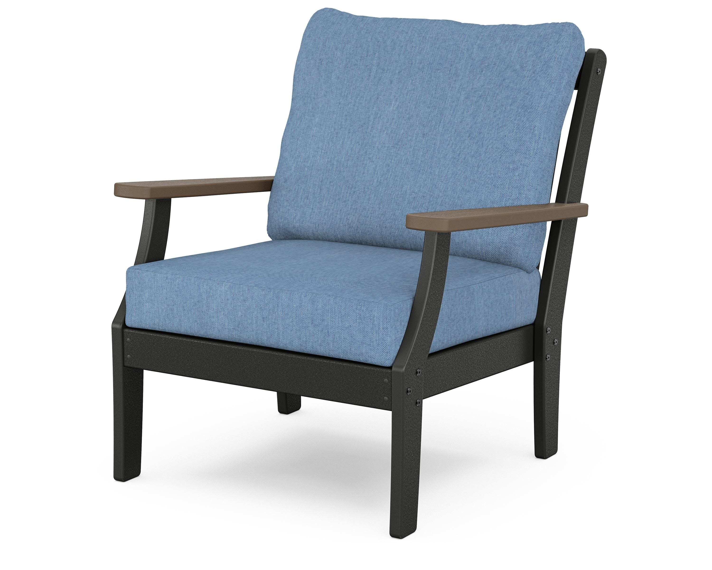Braxton Deep Seating Chair in Black / Kona / Sky Blue