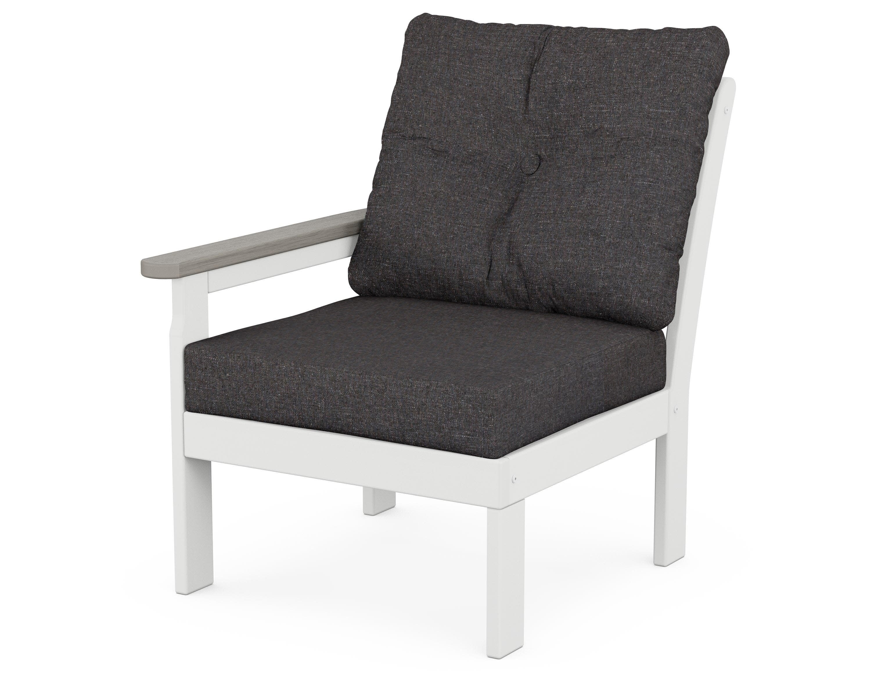 Vineyard Modular Left Arm Chair in White / Driftwood / Ash Charcoal