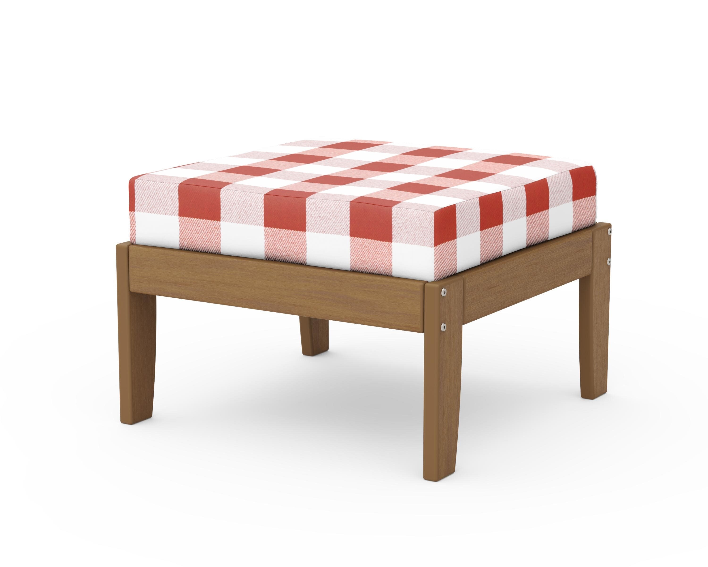 Modular Ottoman - Classic in Natural / Buffalo Plaid Crimson