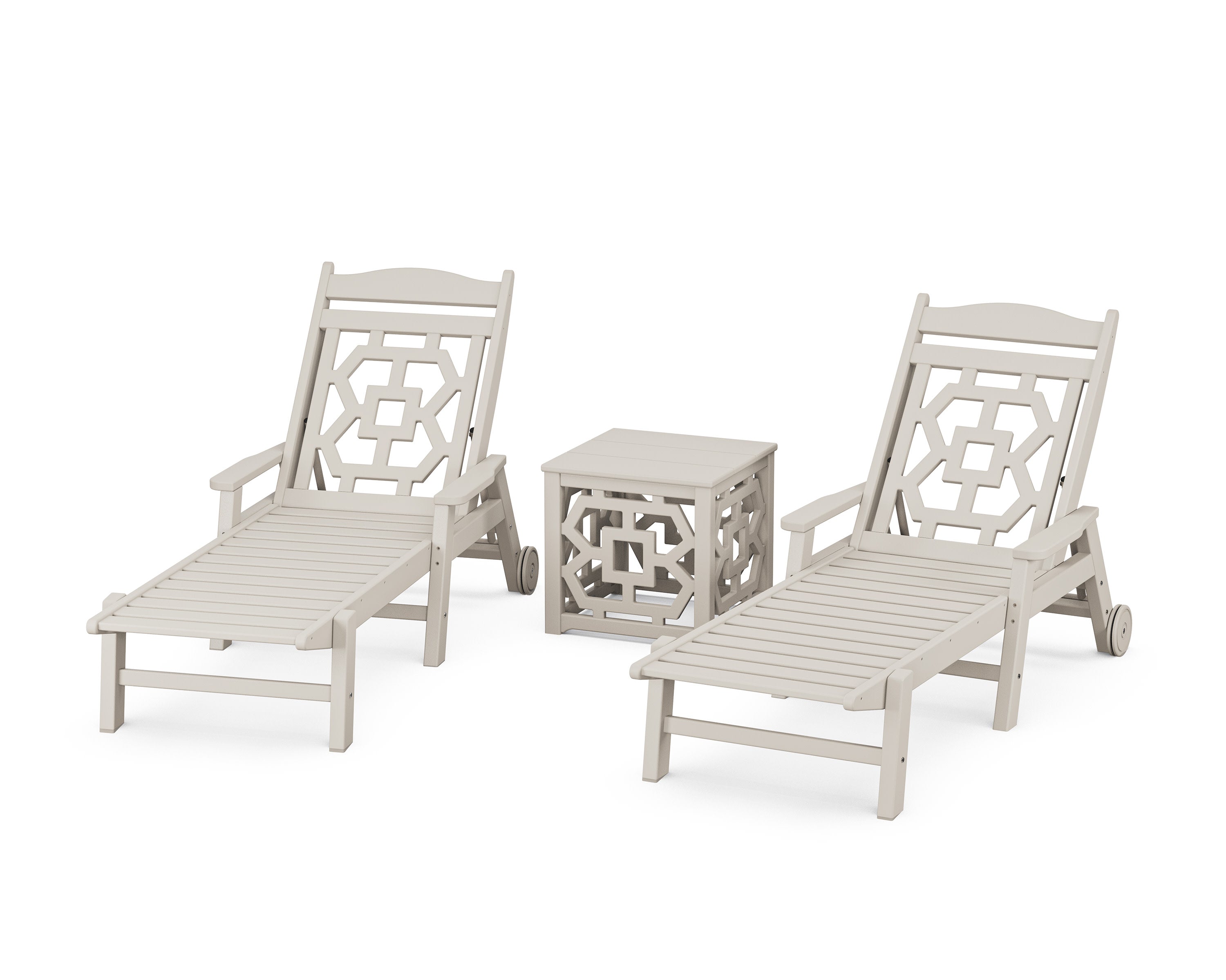 Chinoiserie 3-Piece Chaise Set in Sand
