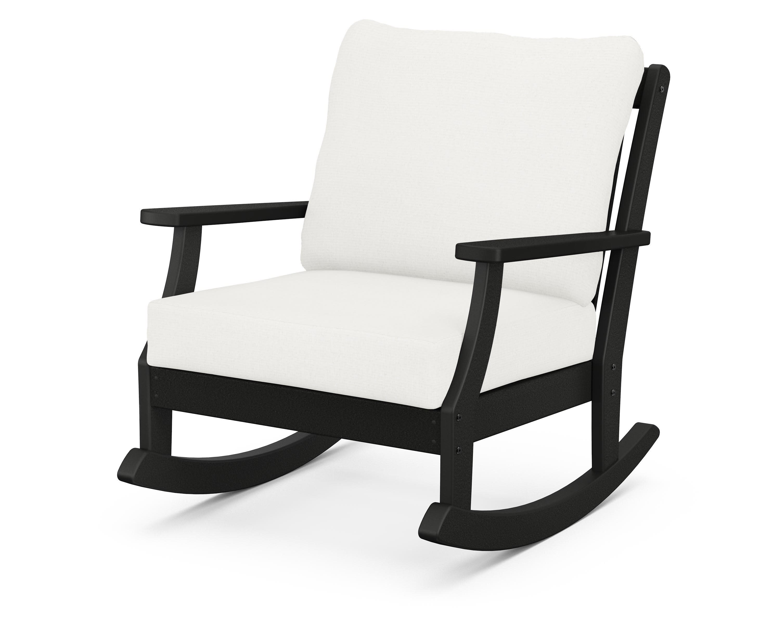 Braxton Deep Seating Rocking Chair in Black / Natural Linen
