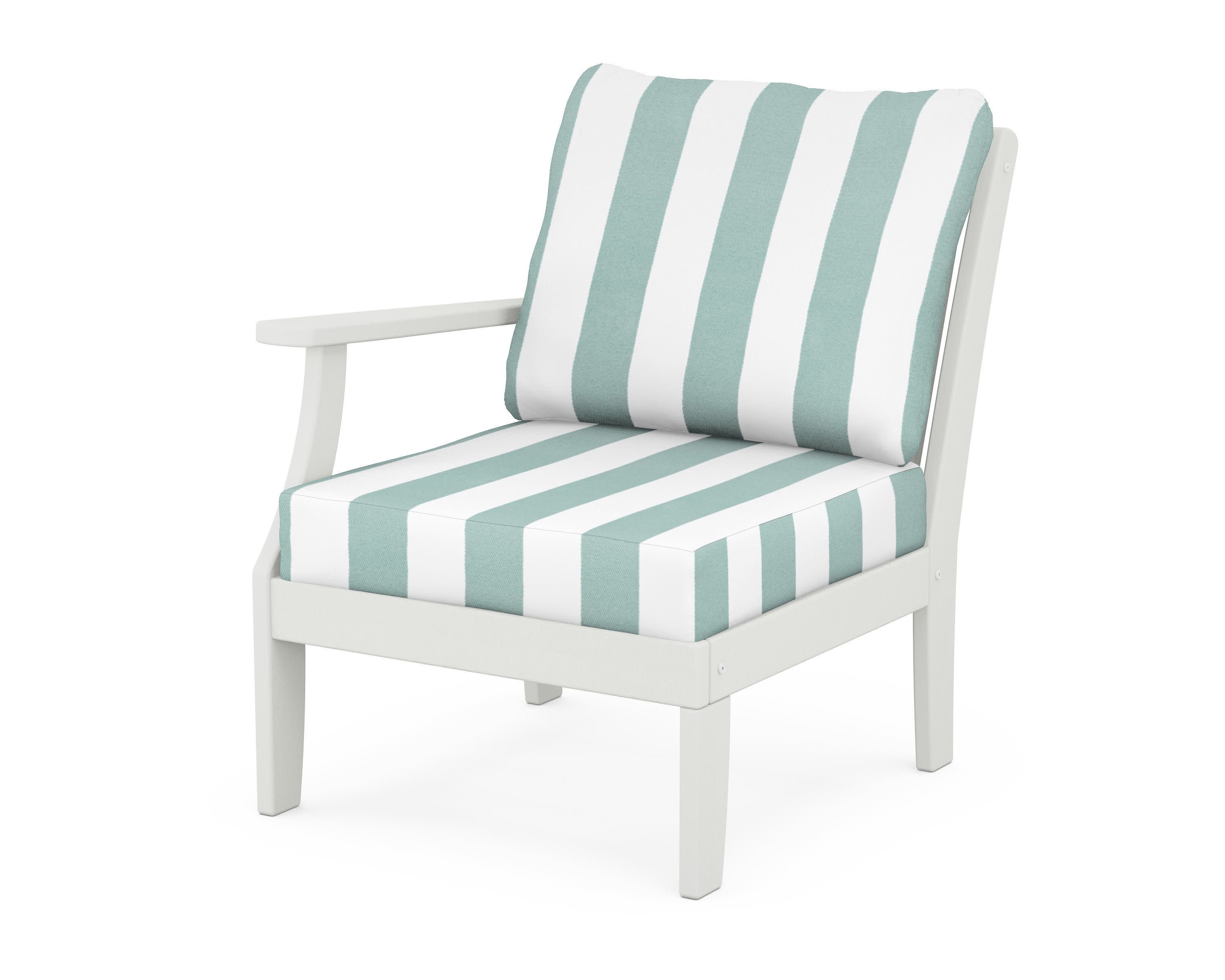 Braxton Modular Left Arm Chair in Vintage White / Cabana Stripe Glacier Spa
