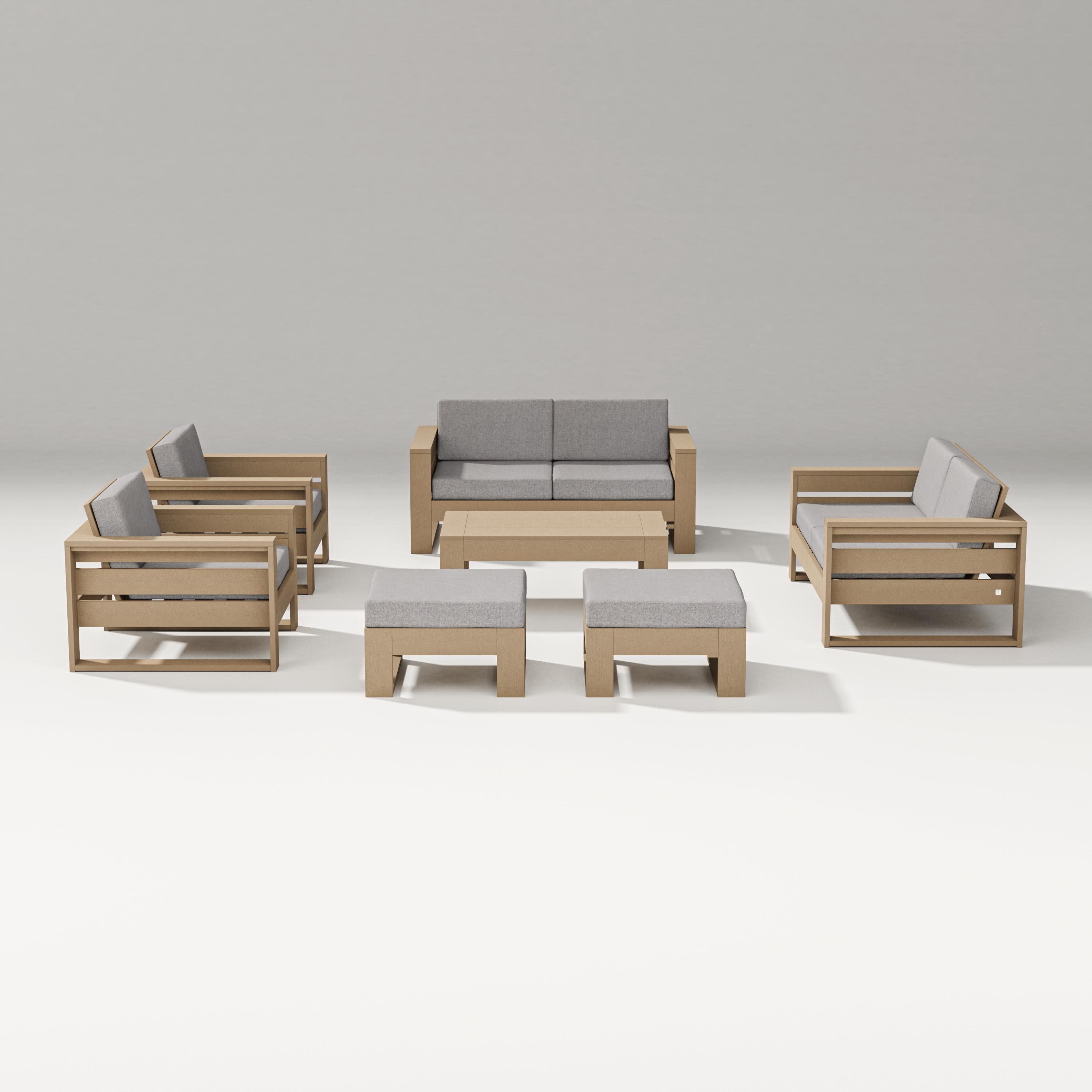 Latitude 7-Piece Lounge Loveseat Set in Vintage Sahara / Grey Mist