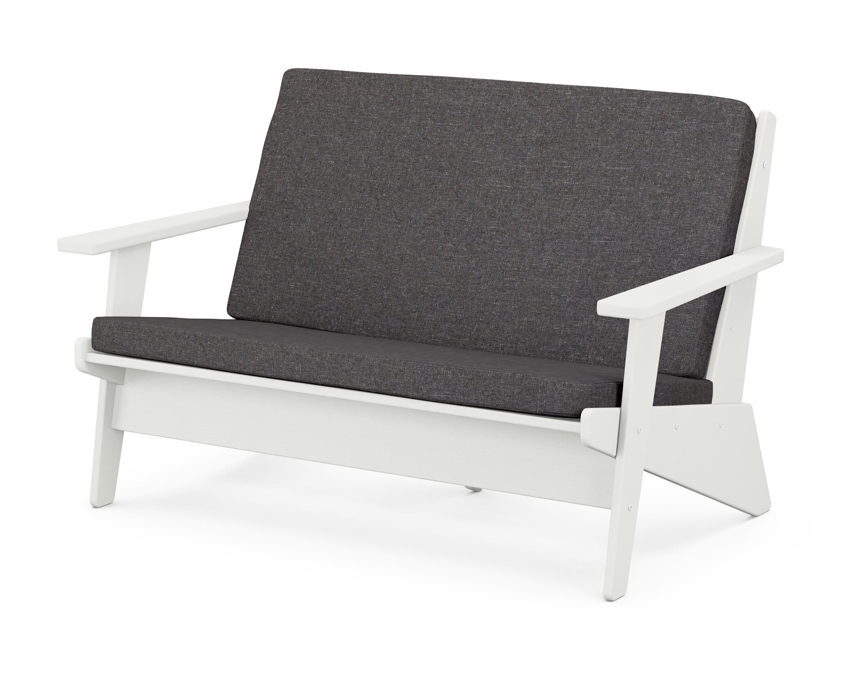 Riviera Modern Lounge Loveseat in Vintage White / Ash Charcoal