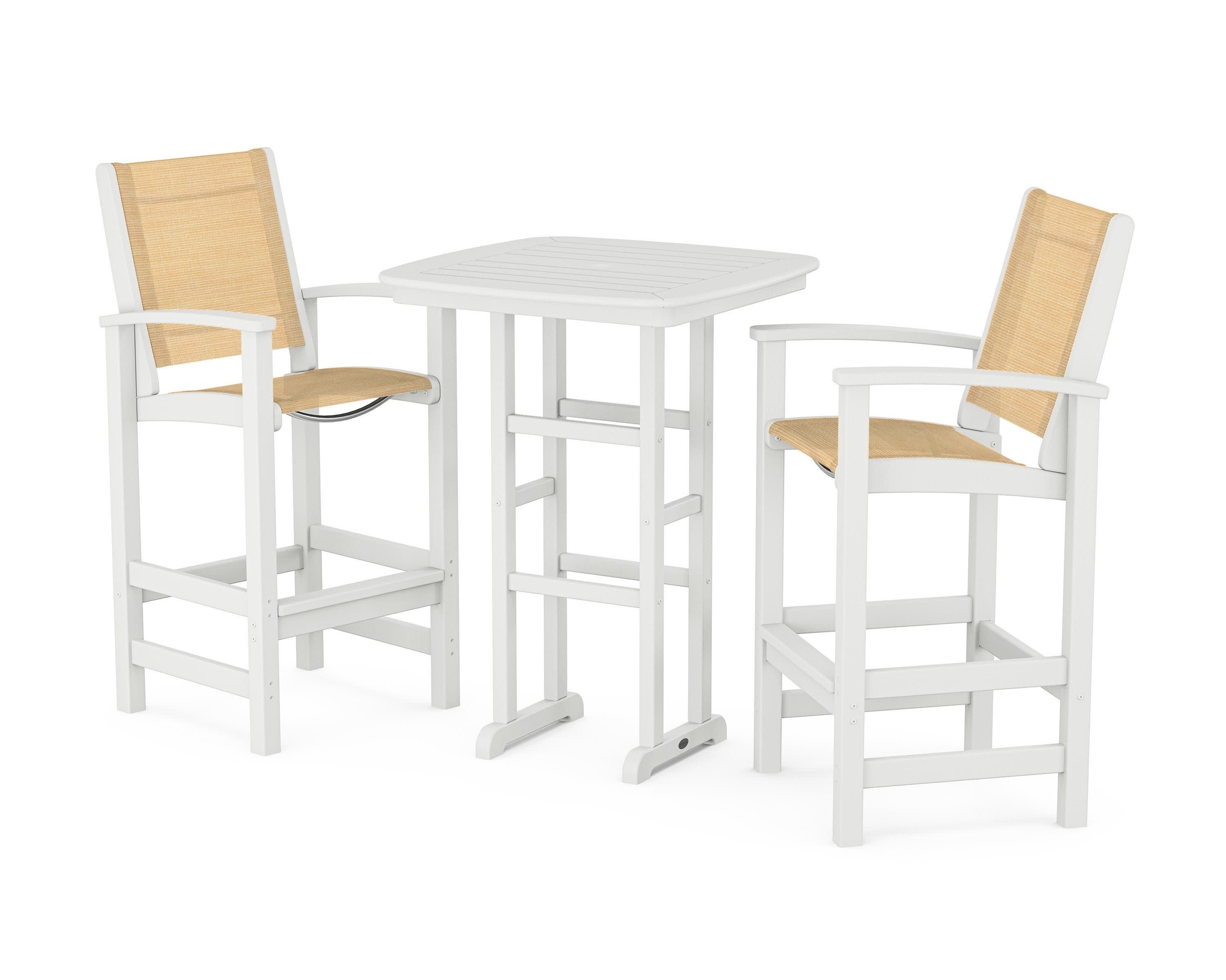 Coastal 3-Piece Bar Set in White / Dupioni Apricot Sling