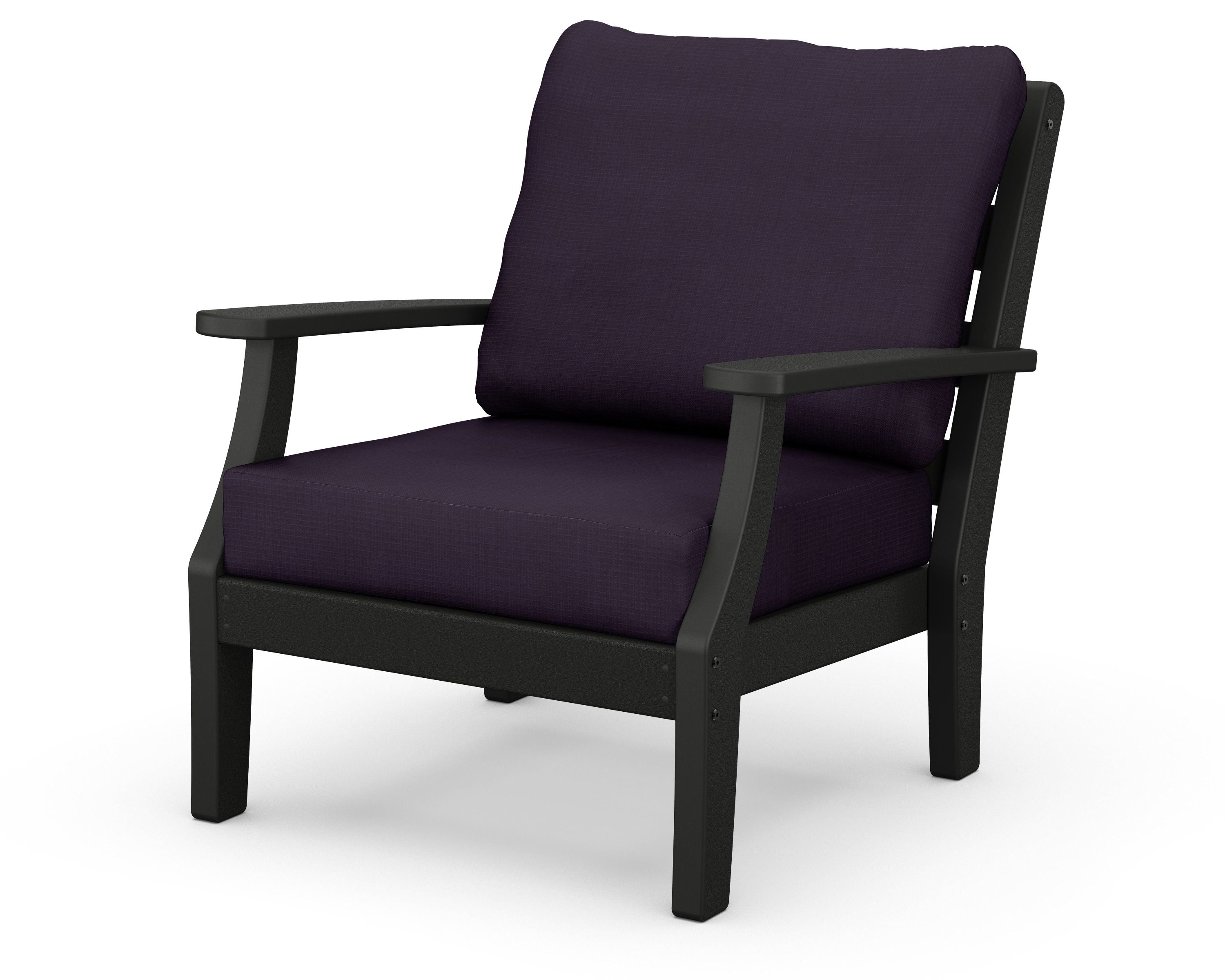 Chesapeake Deep Seating Chair in Black / Navy Linen