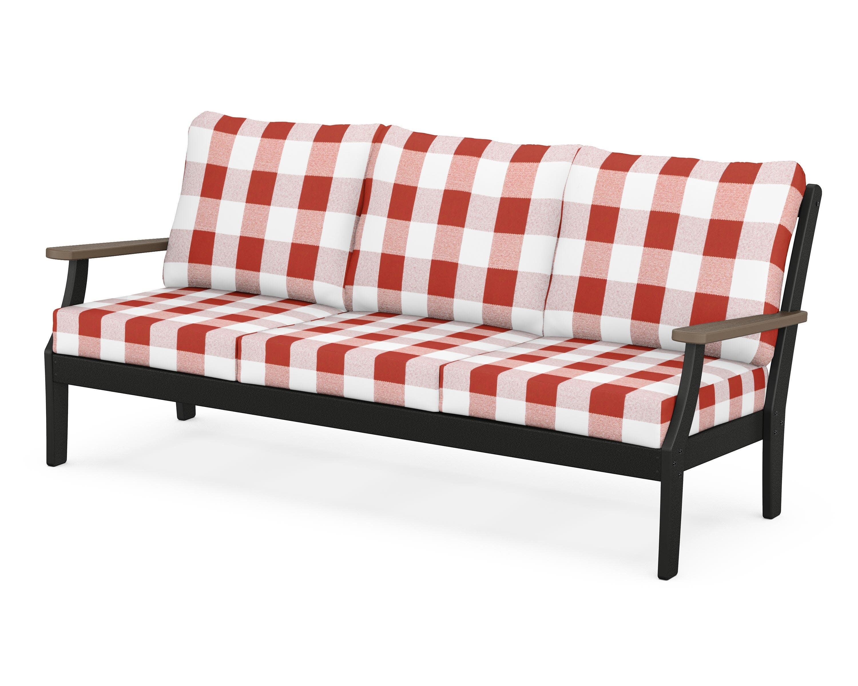 Braxton Deep Seating Sofa in Black / Kona / Buffalo Plaid Crimson