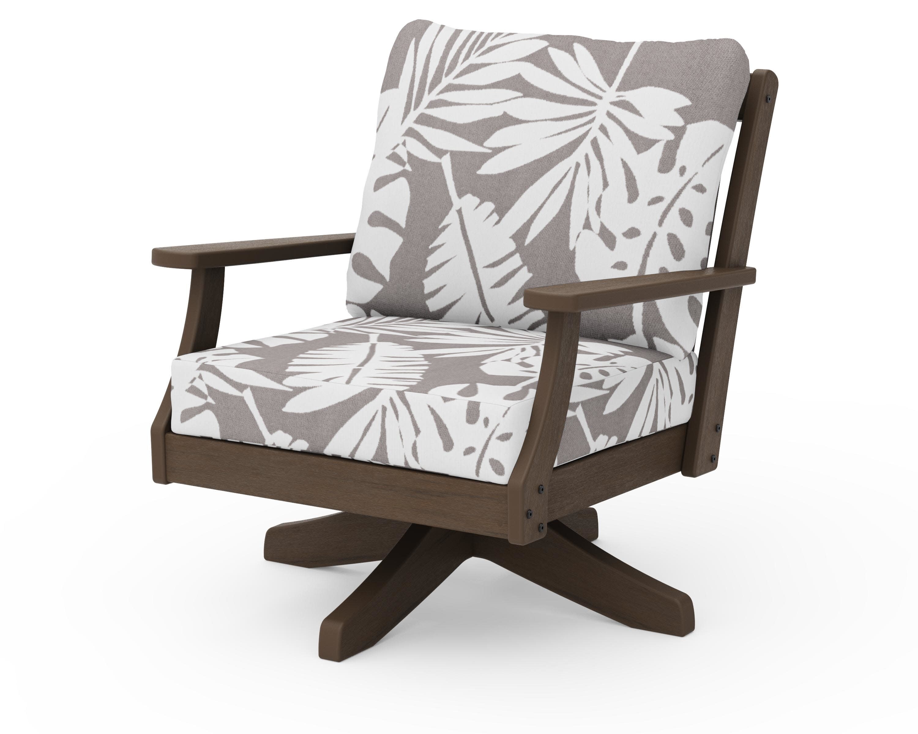 Braxton Deep Seating Swivel Chair in Kona / Leaf Grey Mist