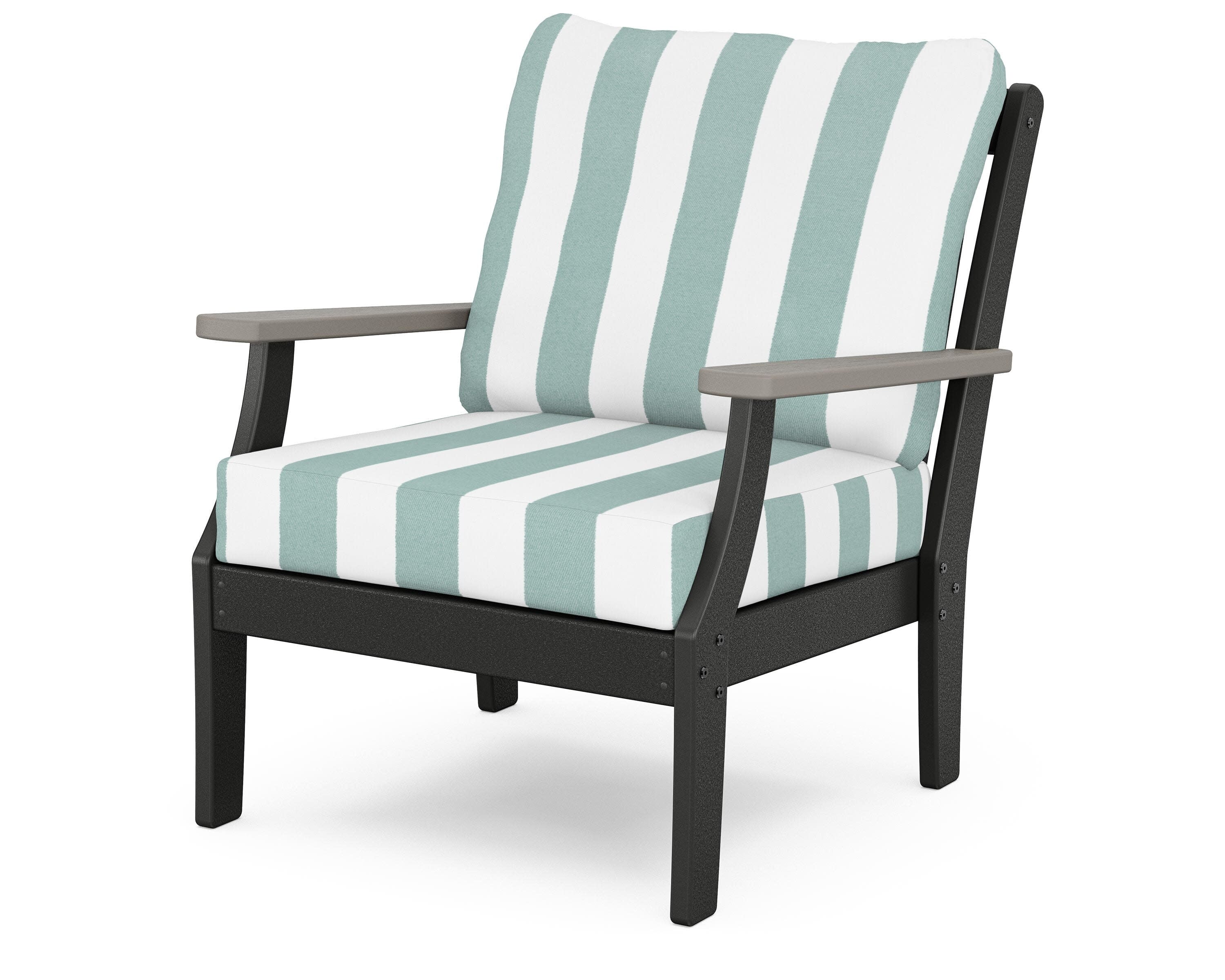 Braxton Deep Seating Chair in Black / Driftwood / Cabana Stripe Glacier Spa
