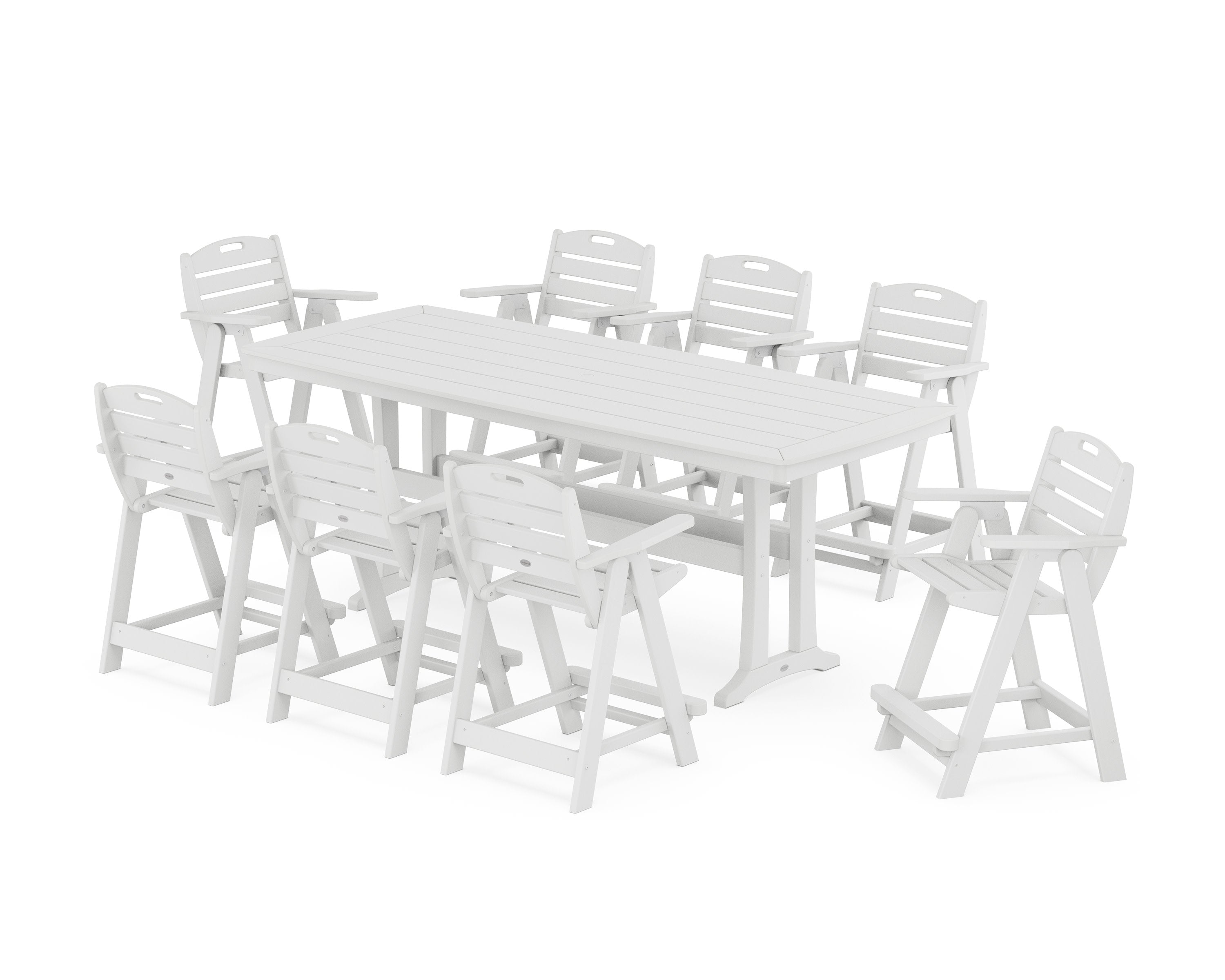 Nautical 9-Piece Counter Set with Trestle Legs in White