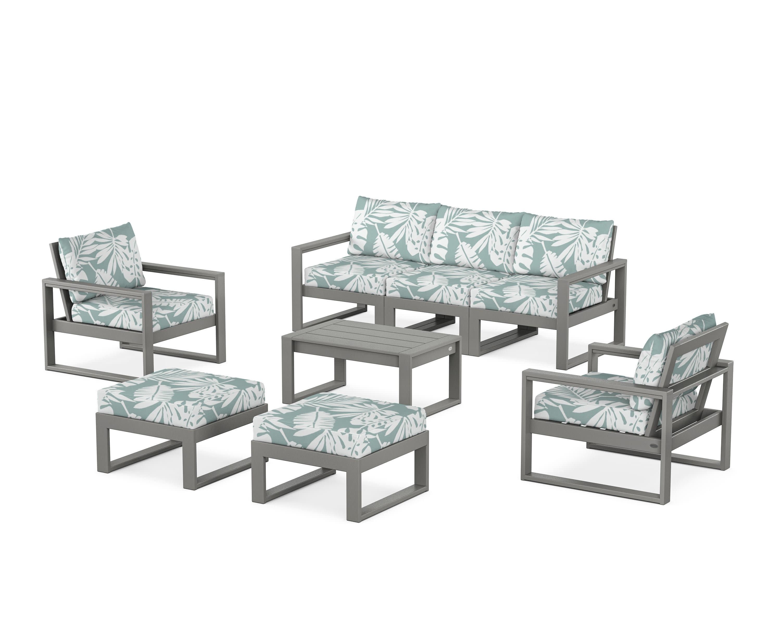EDGE Sectional 8-Piece Lounge Sofa Set in Slate Grey / Leaf Glacier Spa
