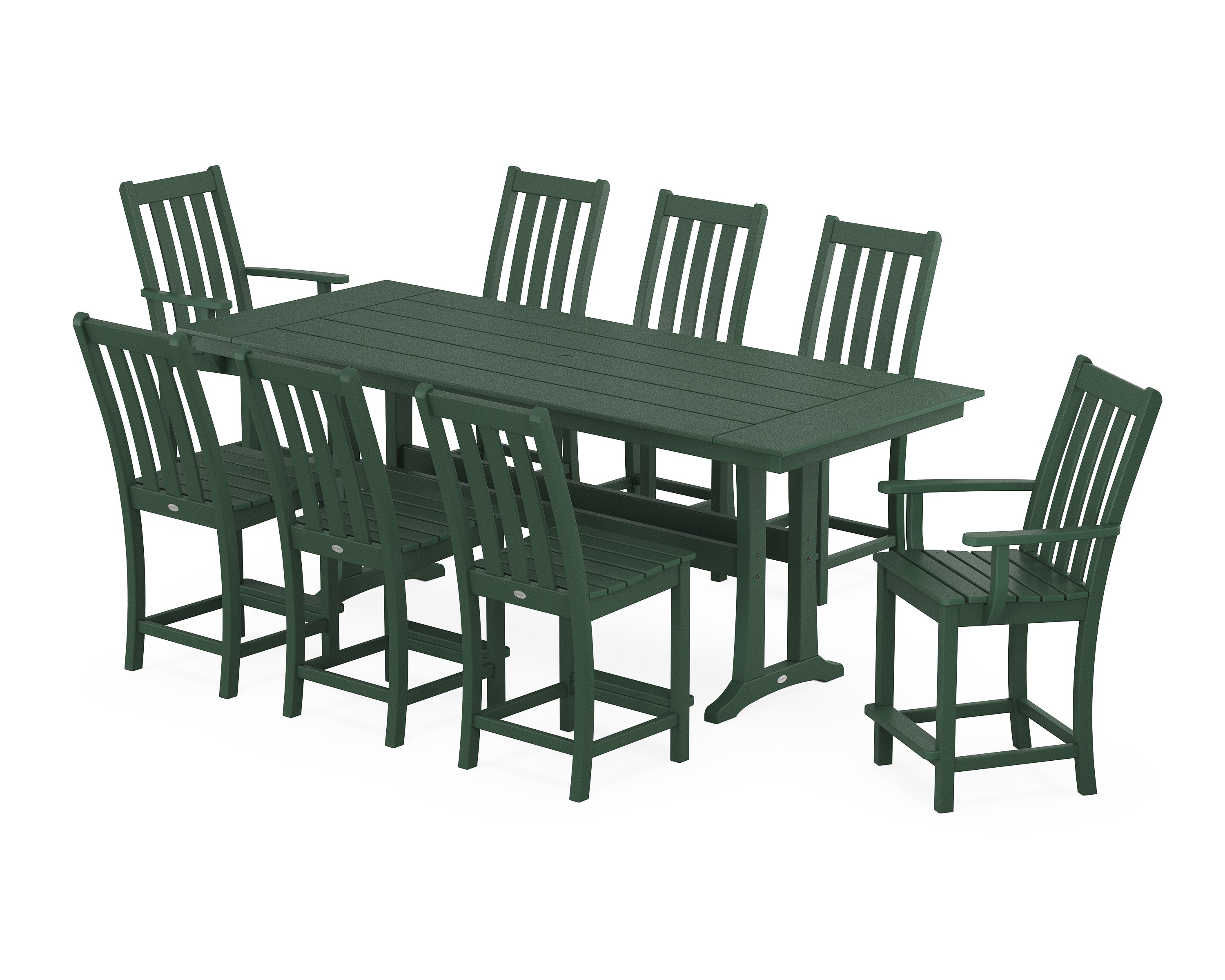 Vineyard 9-Piece Farmhouse Counter Set with Trestle Legs in Green