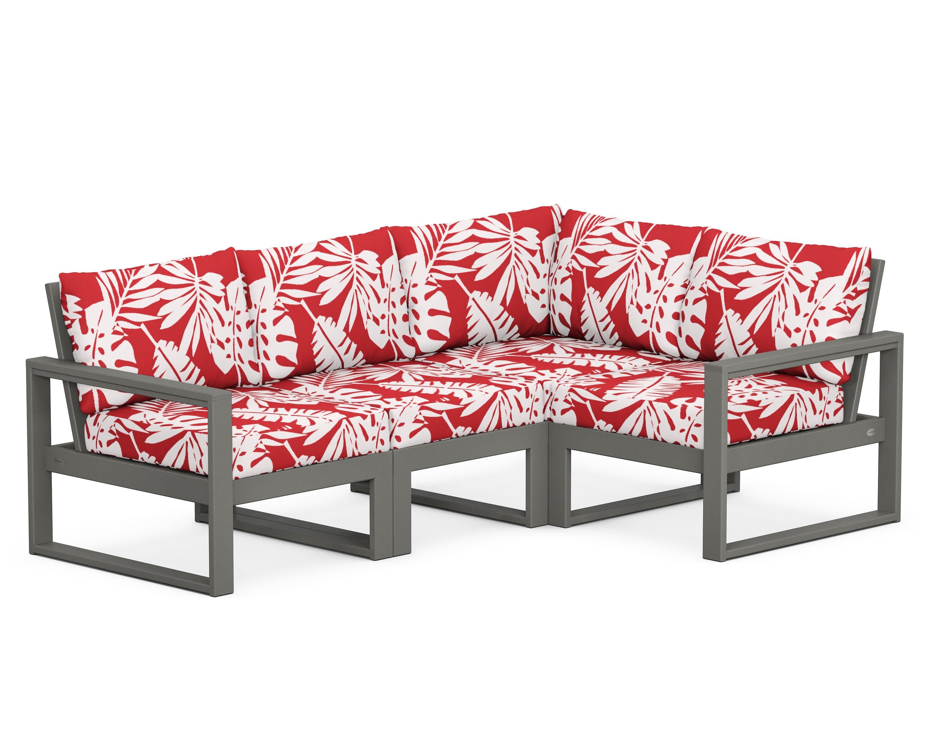 EDGE 4-Piece Modular Deep Seating Set in Slate Grey / Leaf Crimson