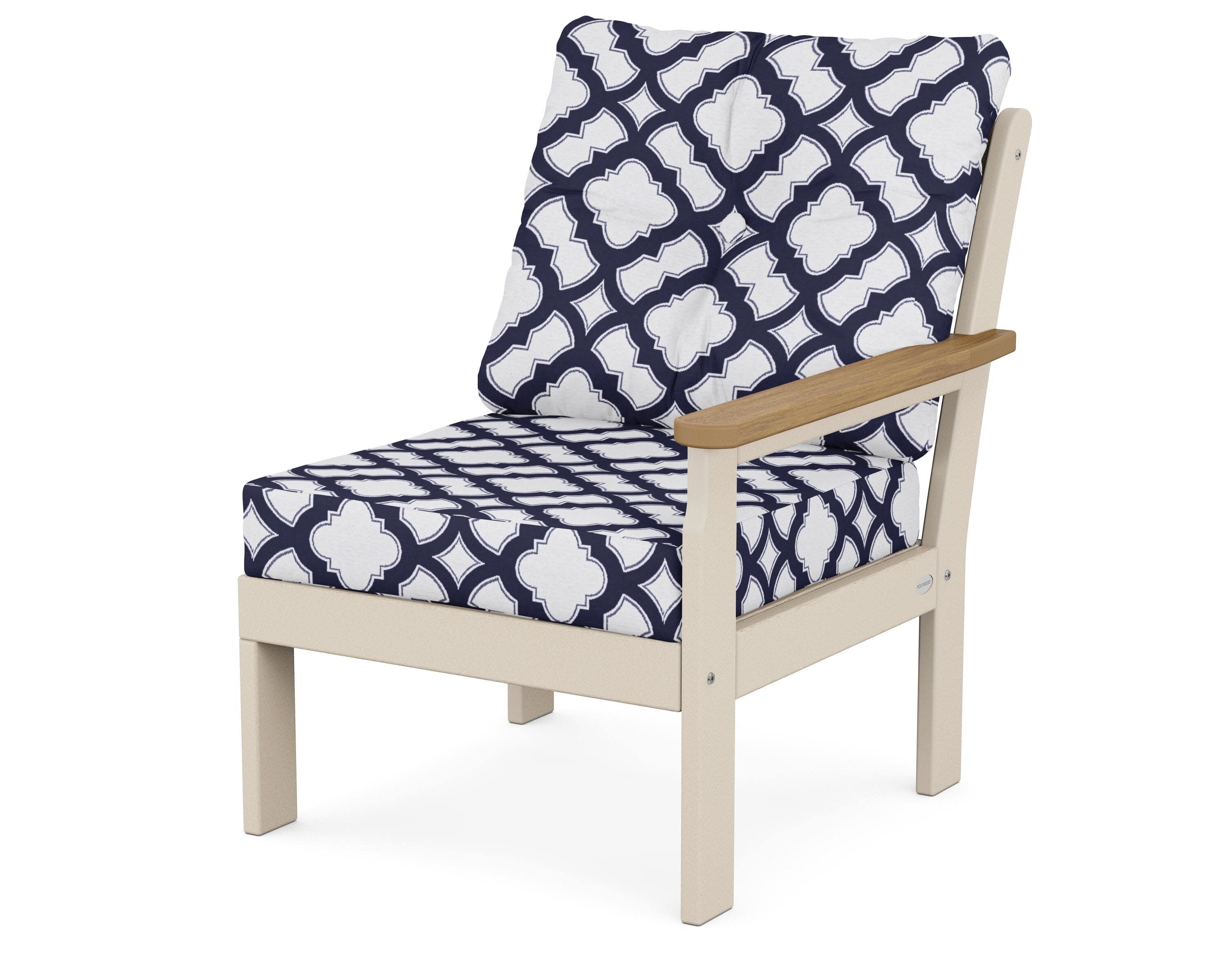 Vineyard Modular Right Arm Chair in Sand / Natural / Trellis Navy
