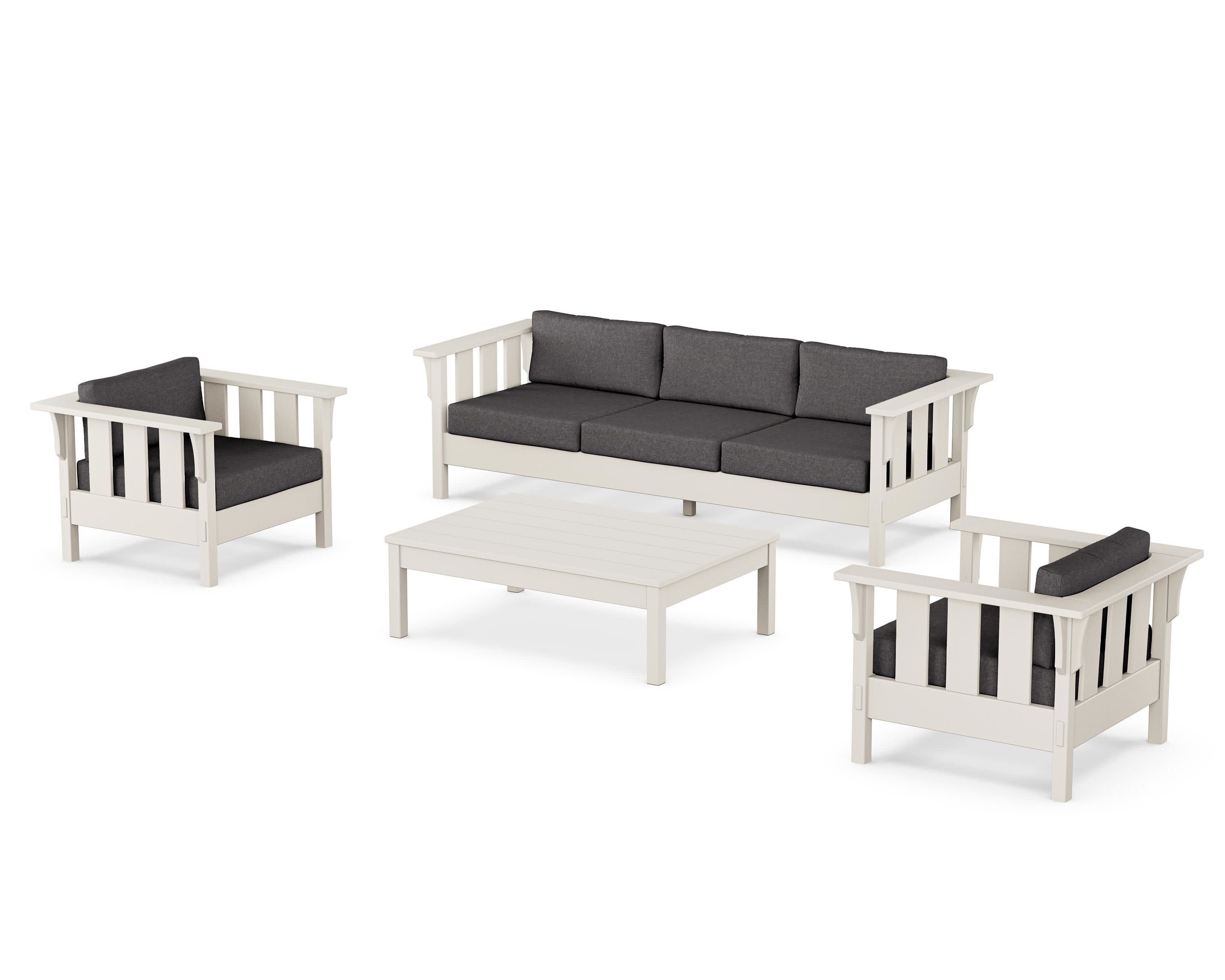 Acadia 4-Piece Deep Seating Set with Sofa in Sand / Ash Charcoal