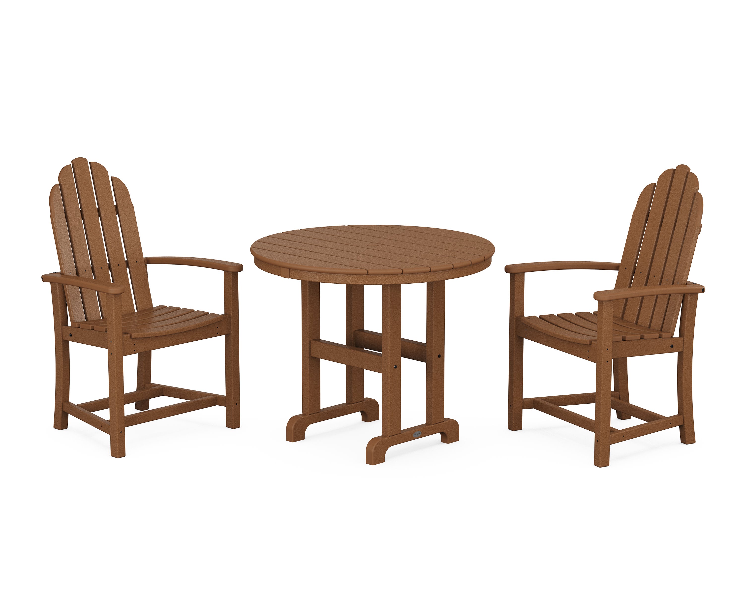 Classic Adirondack 3-Piece Round Dining Set in Teak