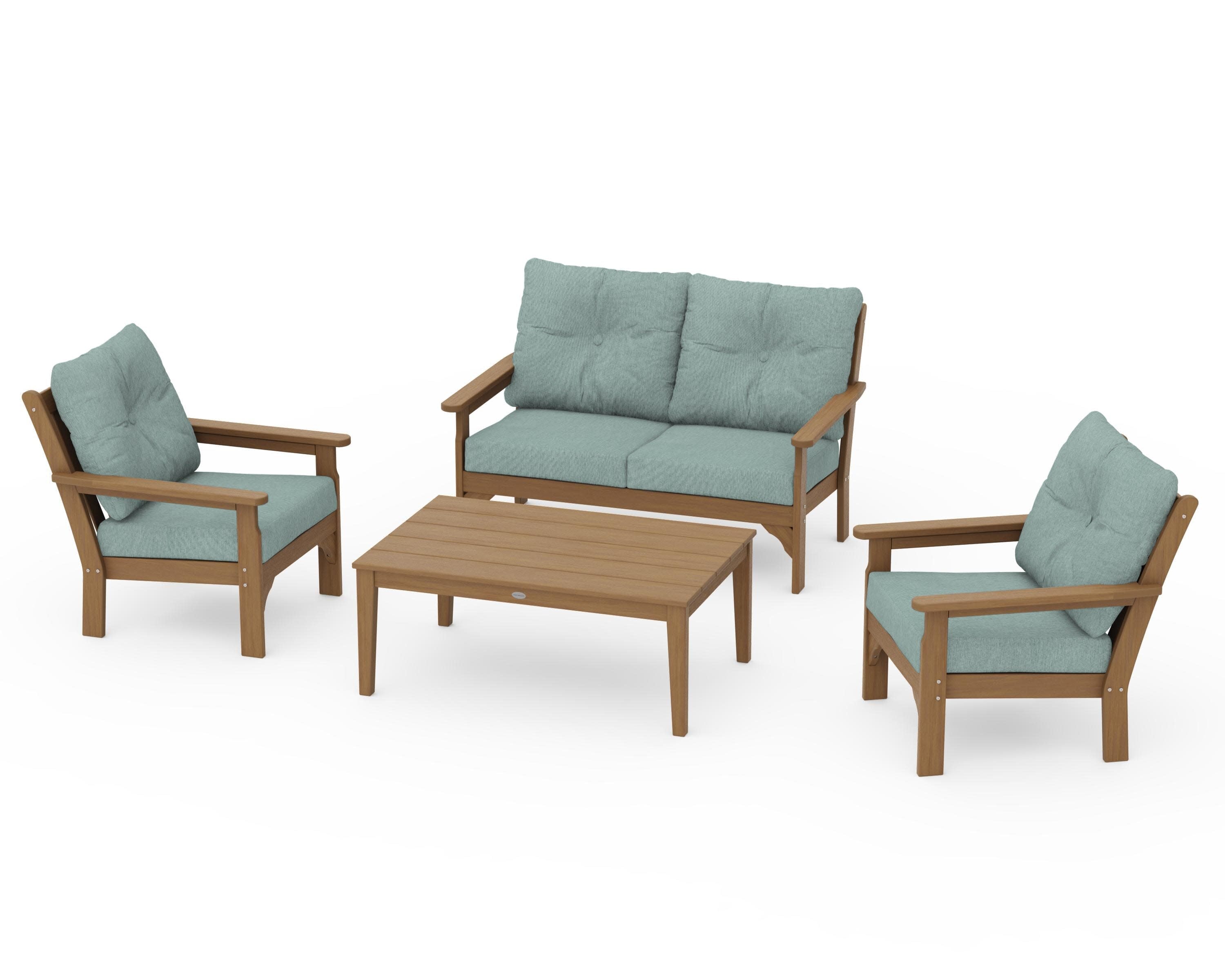Vineyard 4-Piece Deep Seating Set in Natural / Glacier Spa