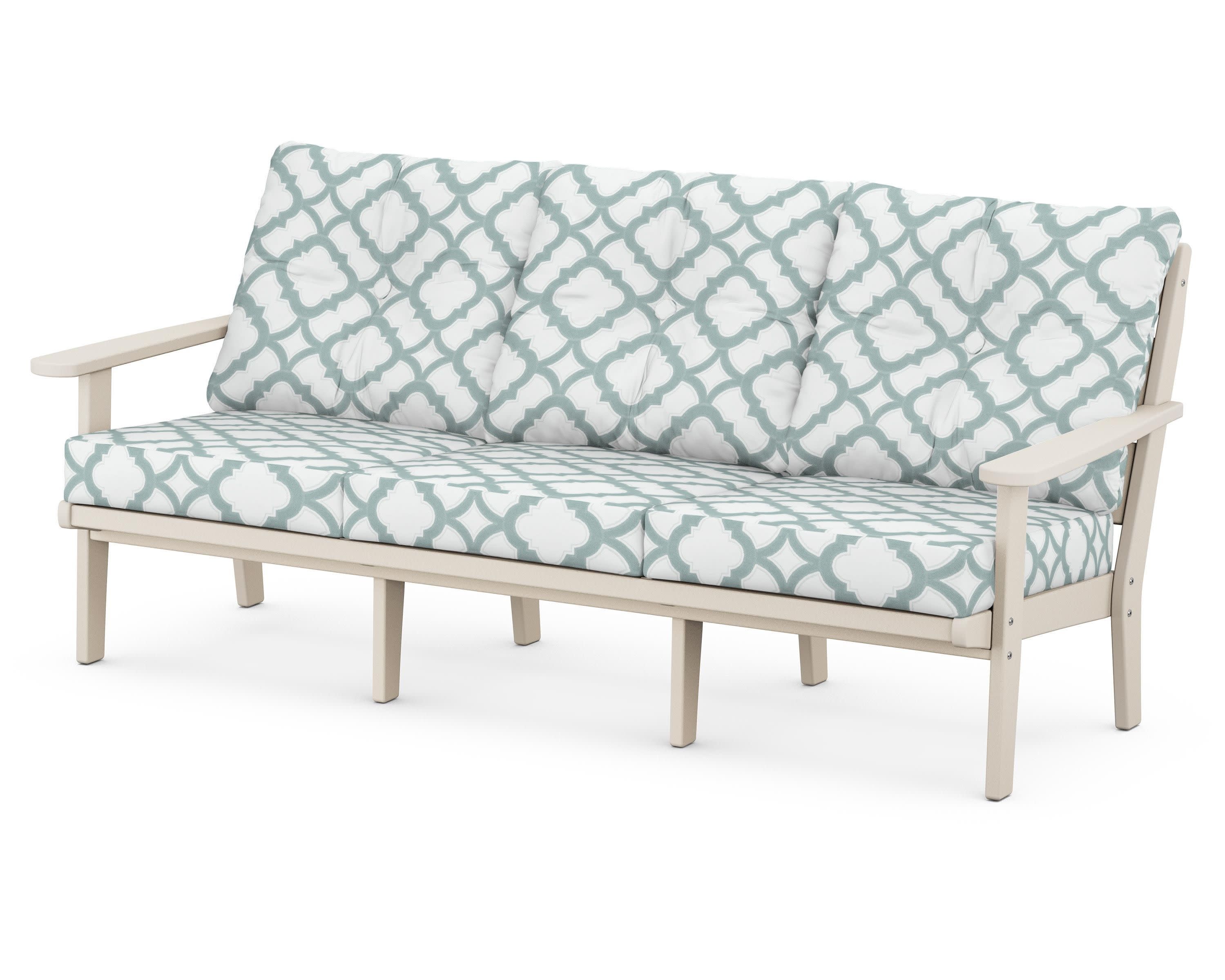 Lakeside Deep Seating Sofa in Sand / Trellis Glacier Spa