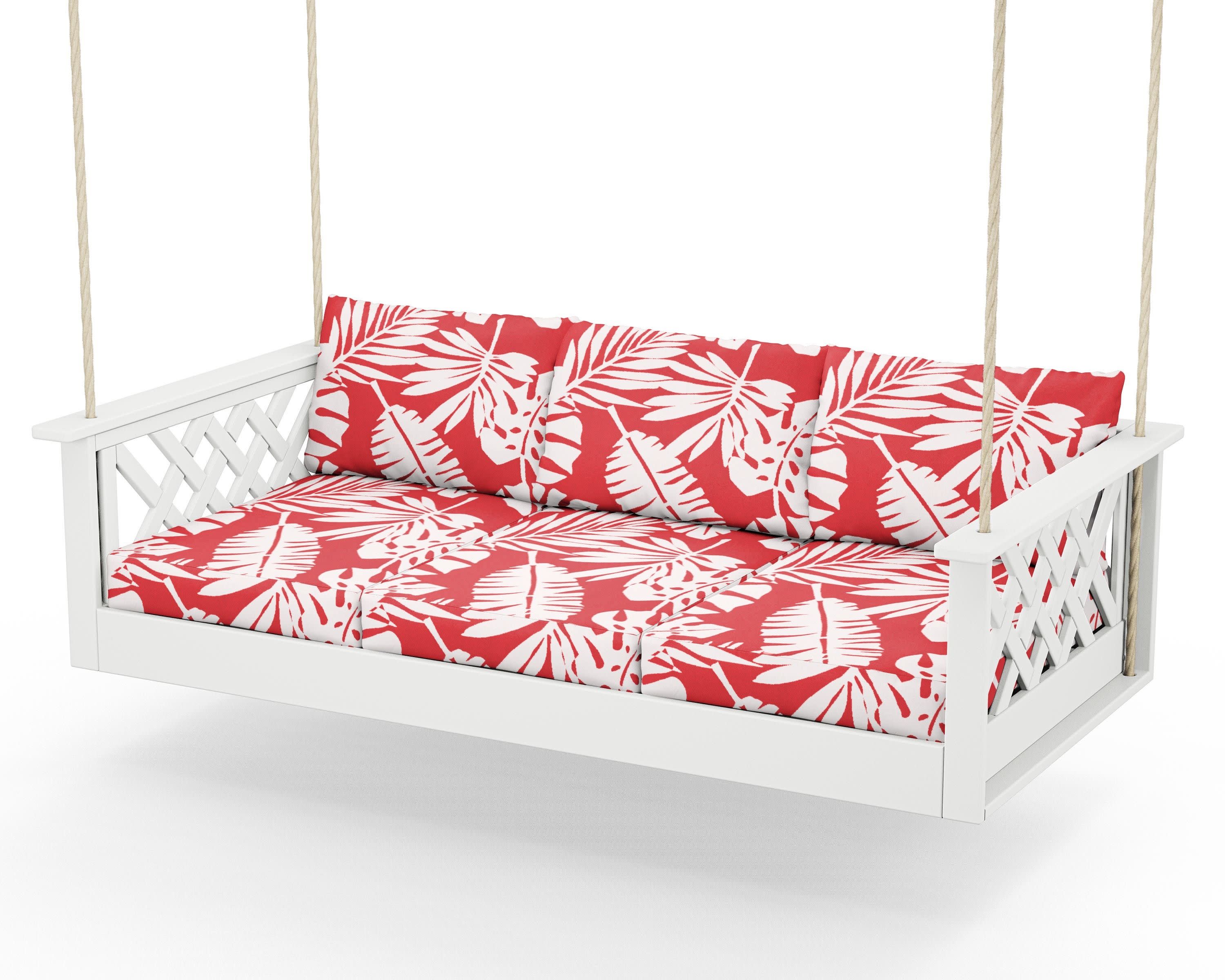 Wovendale Daybed Swing in White / Leaf Crimson