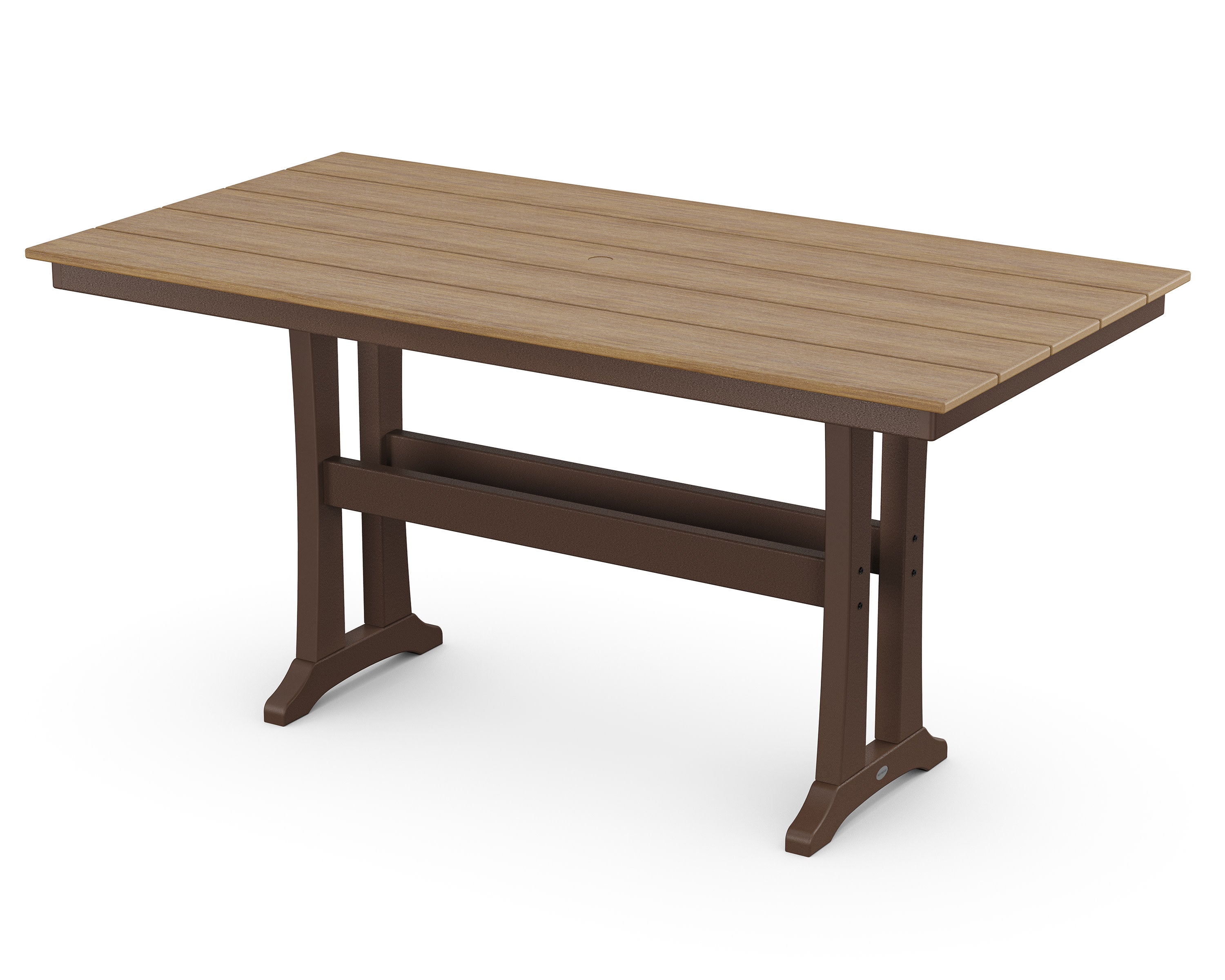 Farmhouse Trestle 37" x 72" Counter Table in Mahogany / Natural
