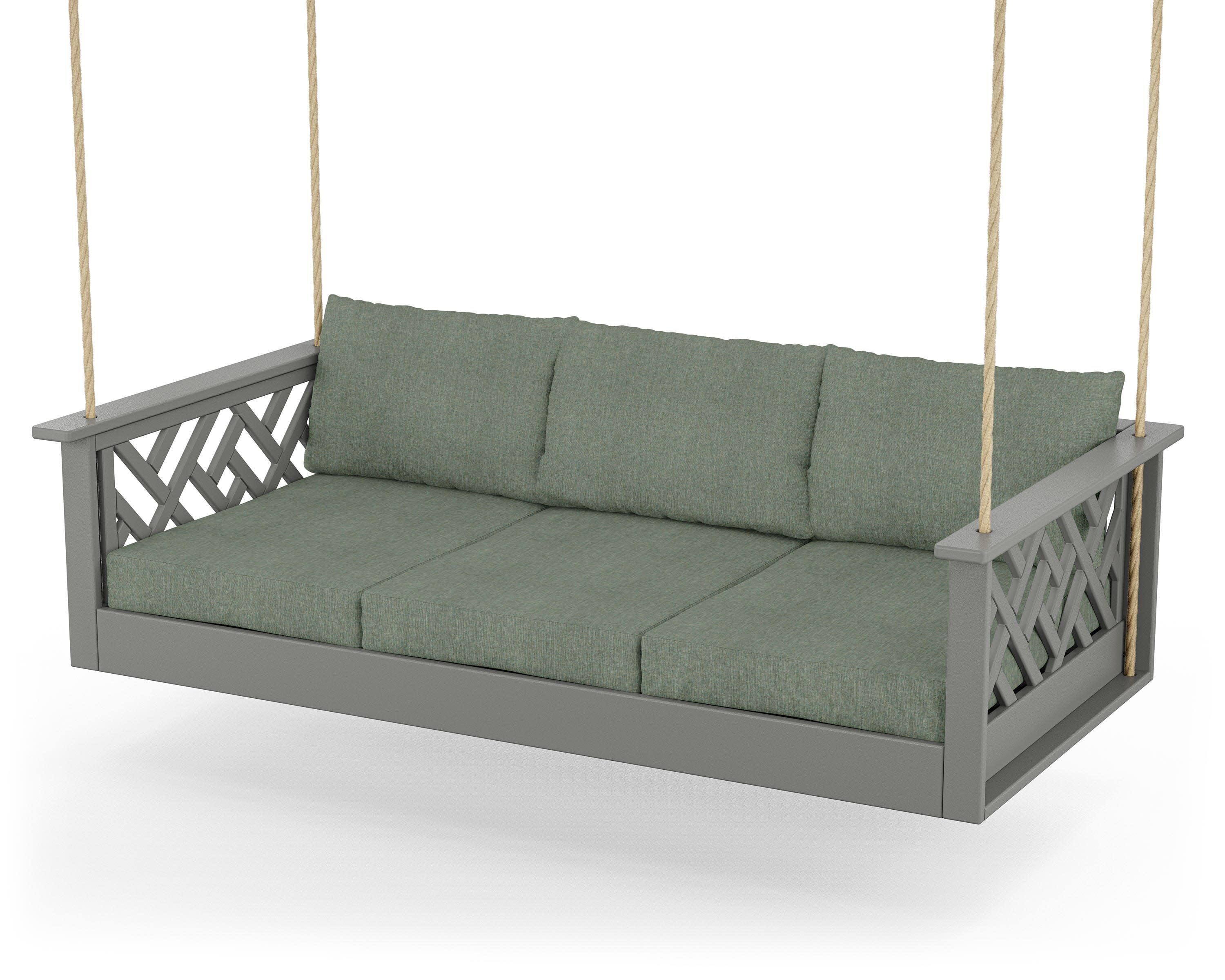 Chippendale Daybed Swing in Slate Grey / Cast Sage