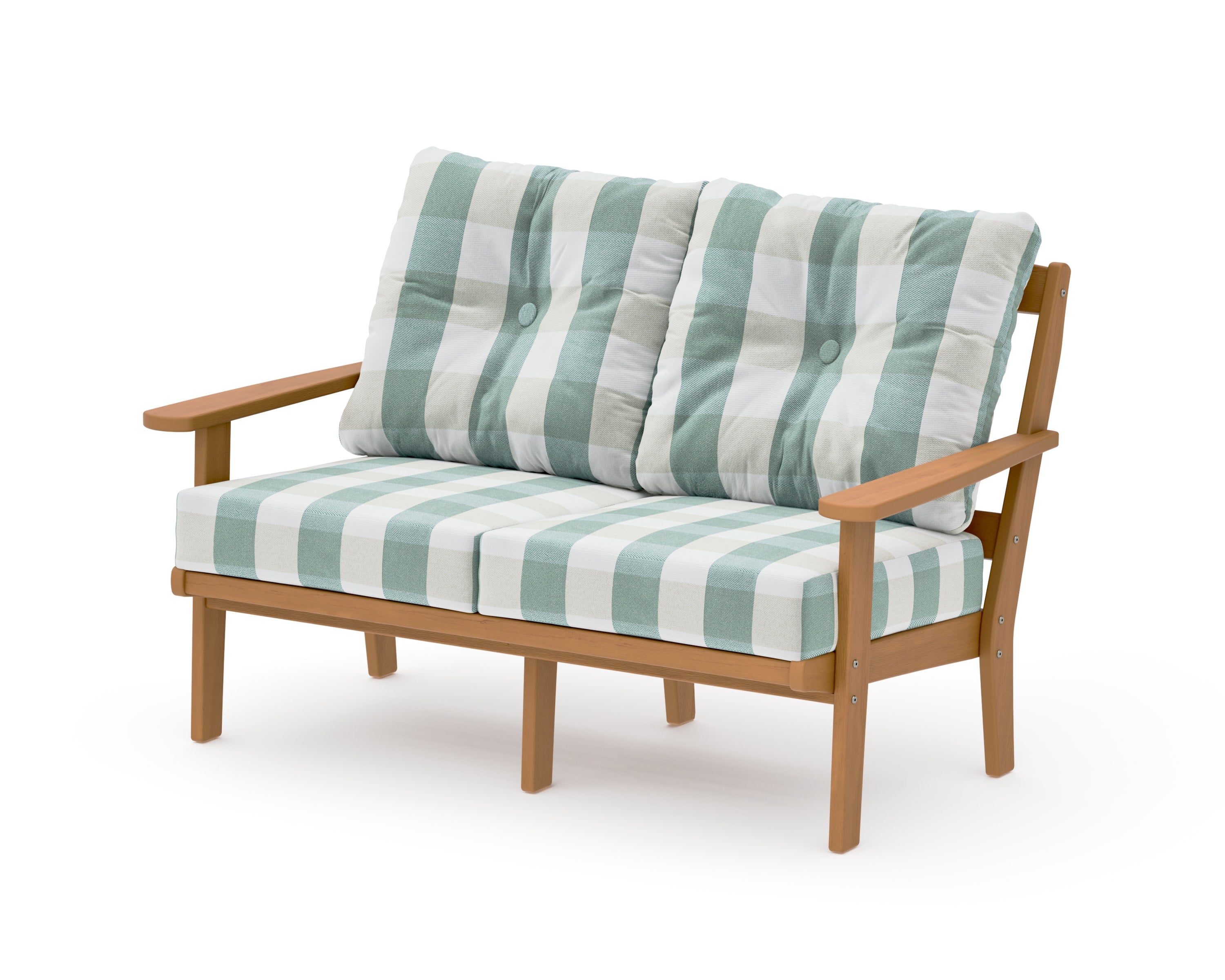 Mission Deep SeatingLoveseat in Natural / Buffalo Plaid Glacier Spa