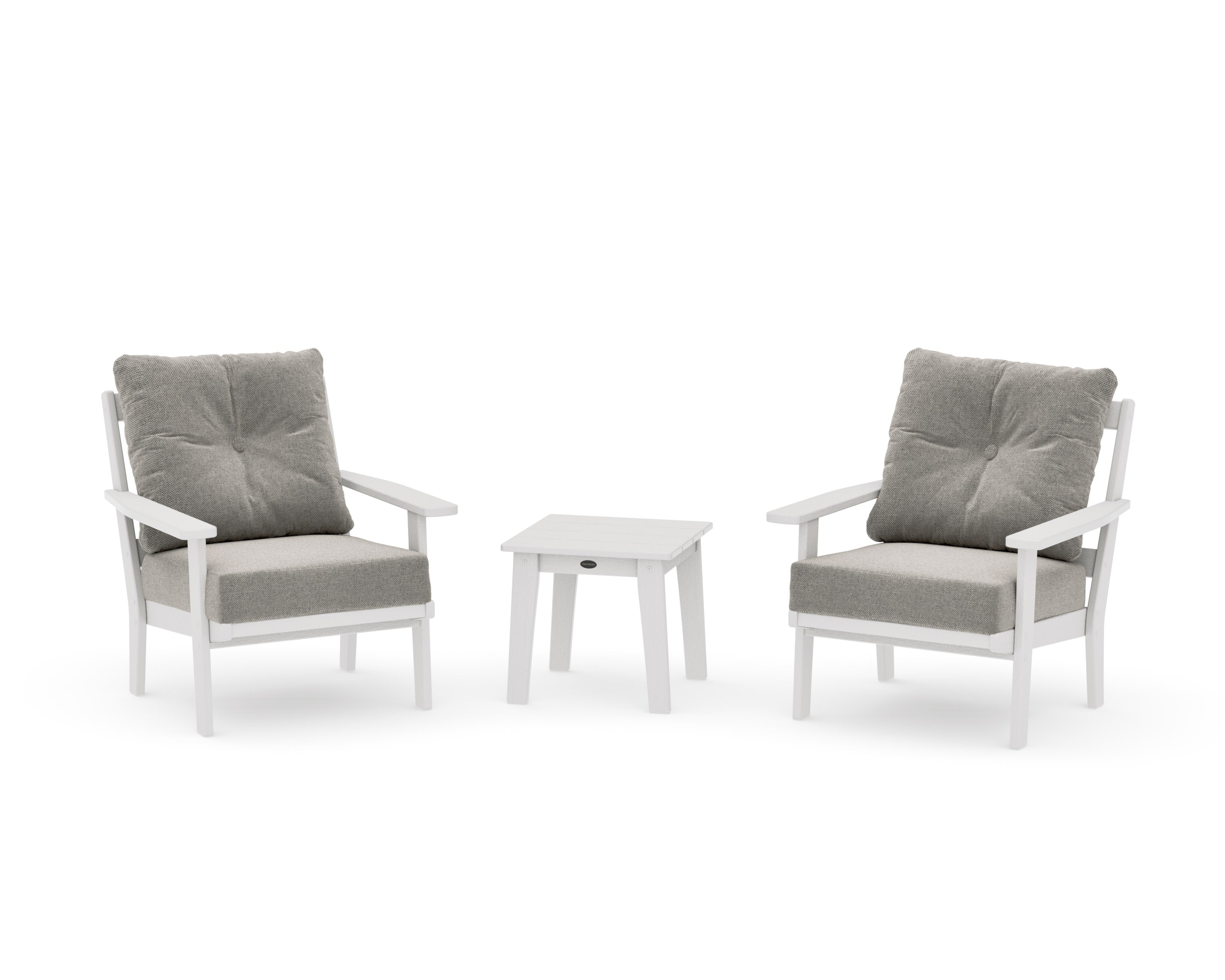 Oxford 3-Piece Deep Seating Set in Vintage White / Weathered Tweed