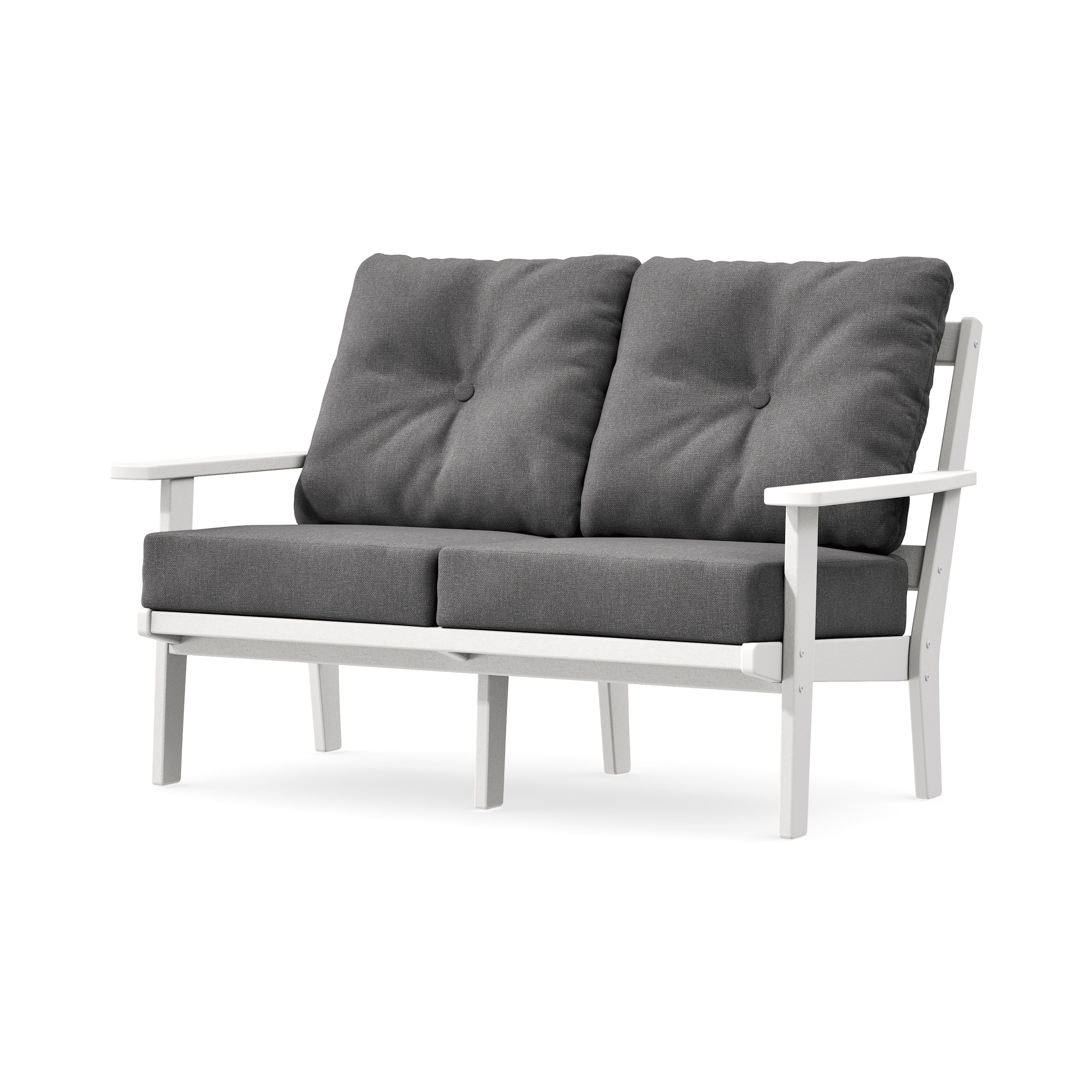 Oxford Deep SeatingLoveseat in White / Ash Charcoal