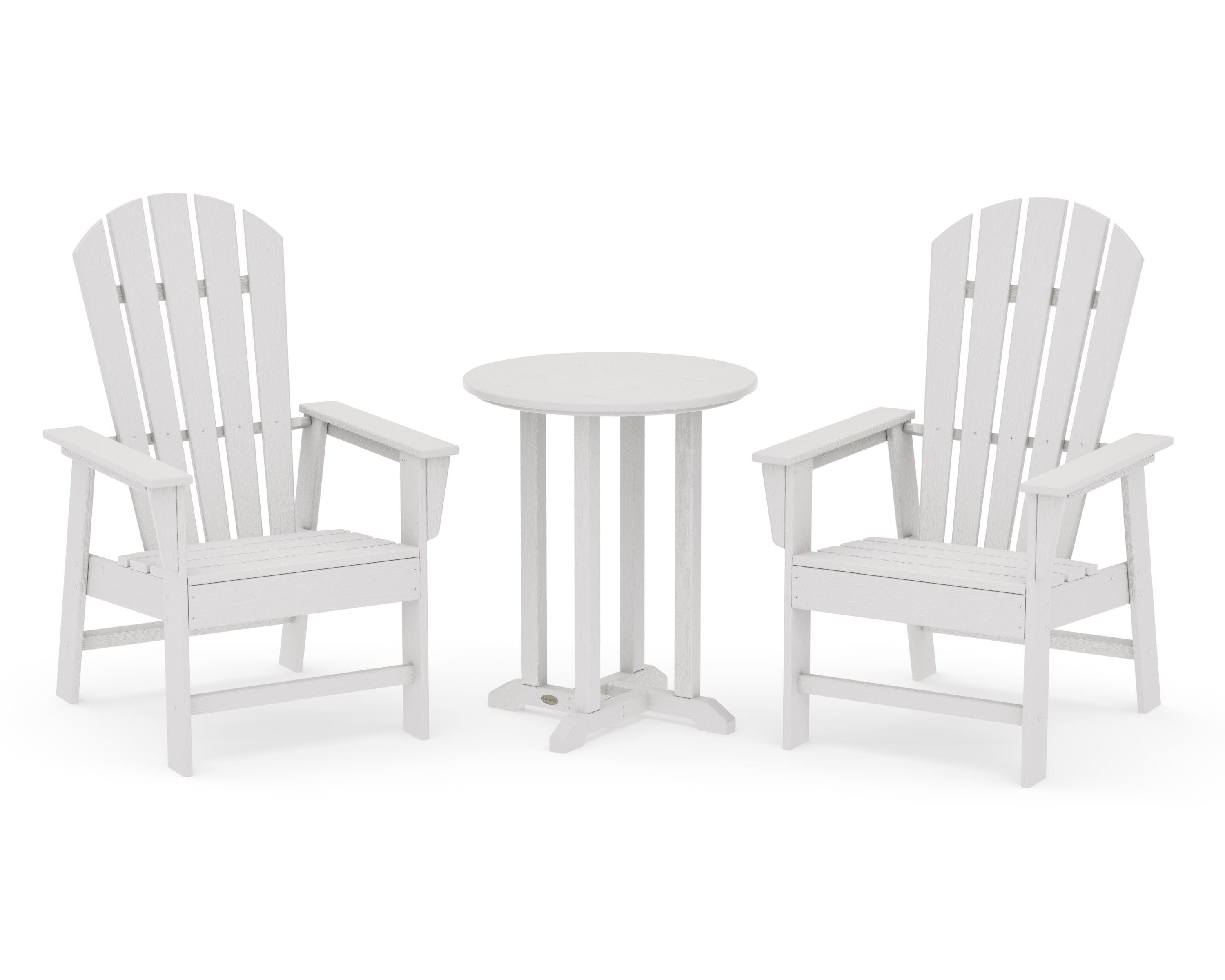 South Beach 3-Piece Round Farmhouse Bistro Dining Set in Vintage White