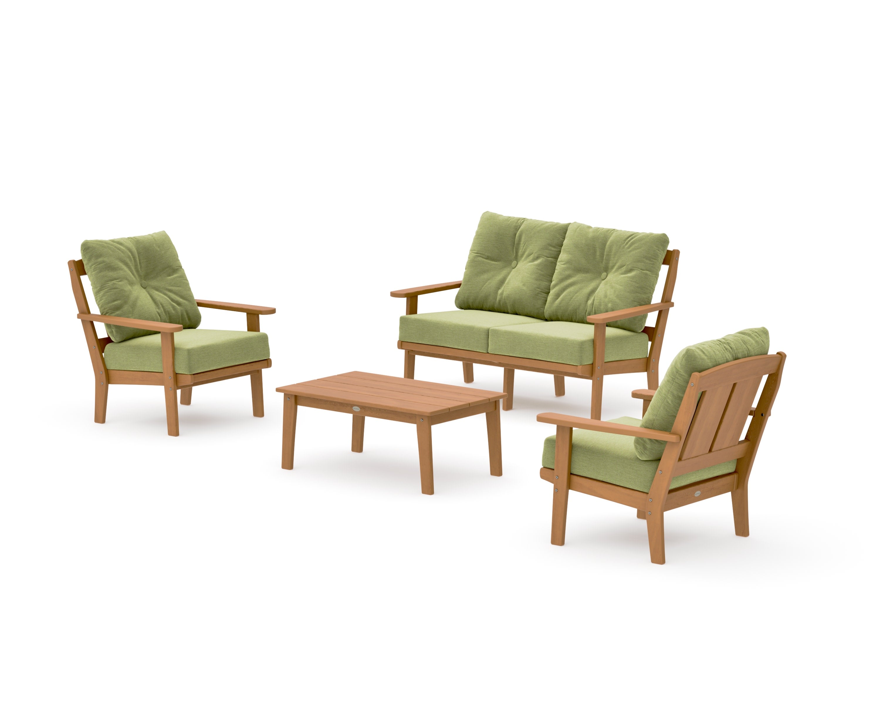 Mission 4-Piece Deep Seating Set with Loveseat in Natural / Chartreuse Boucle
