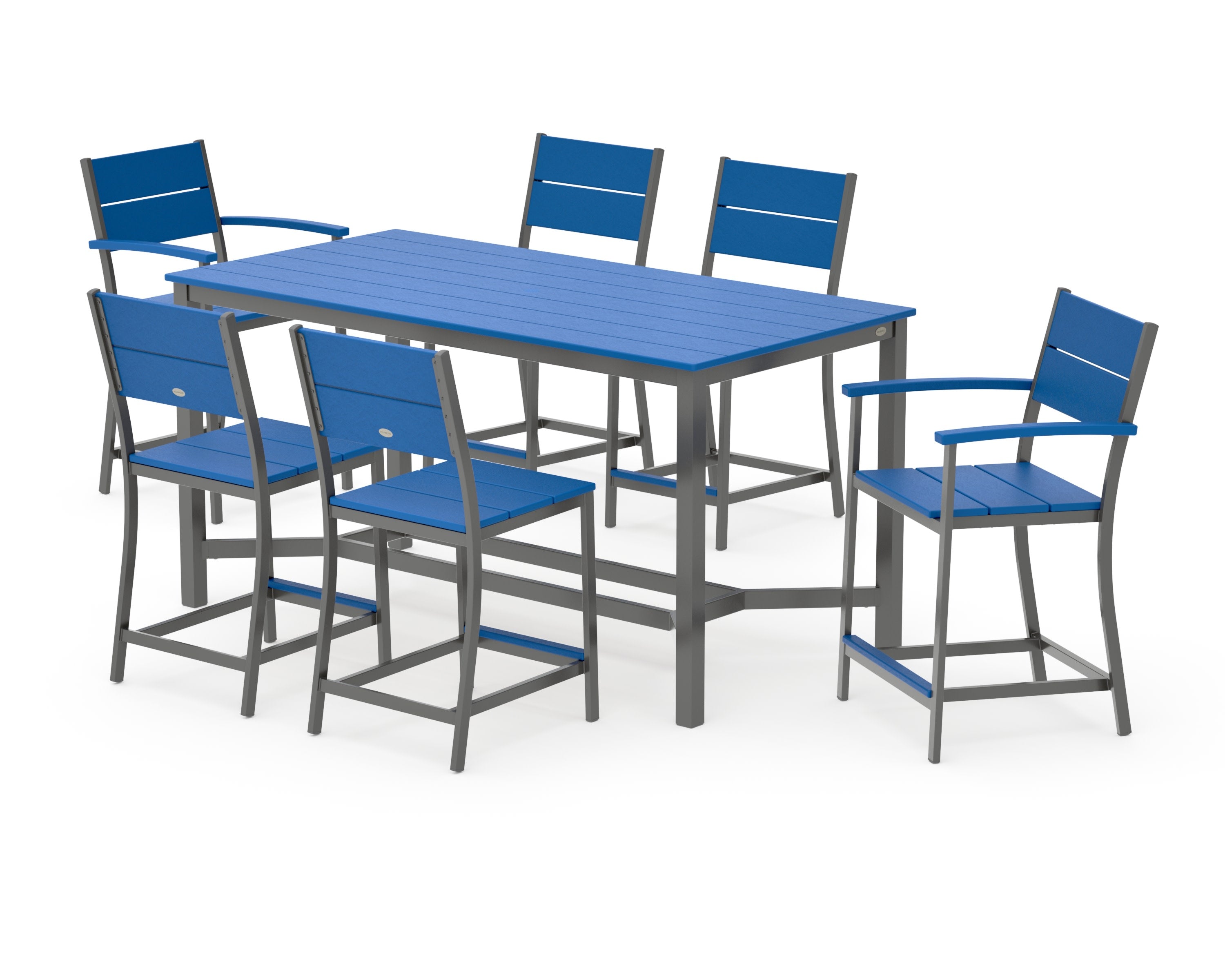Main Street 7-Piece Counter Set in Charcoal / Pacific Blue