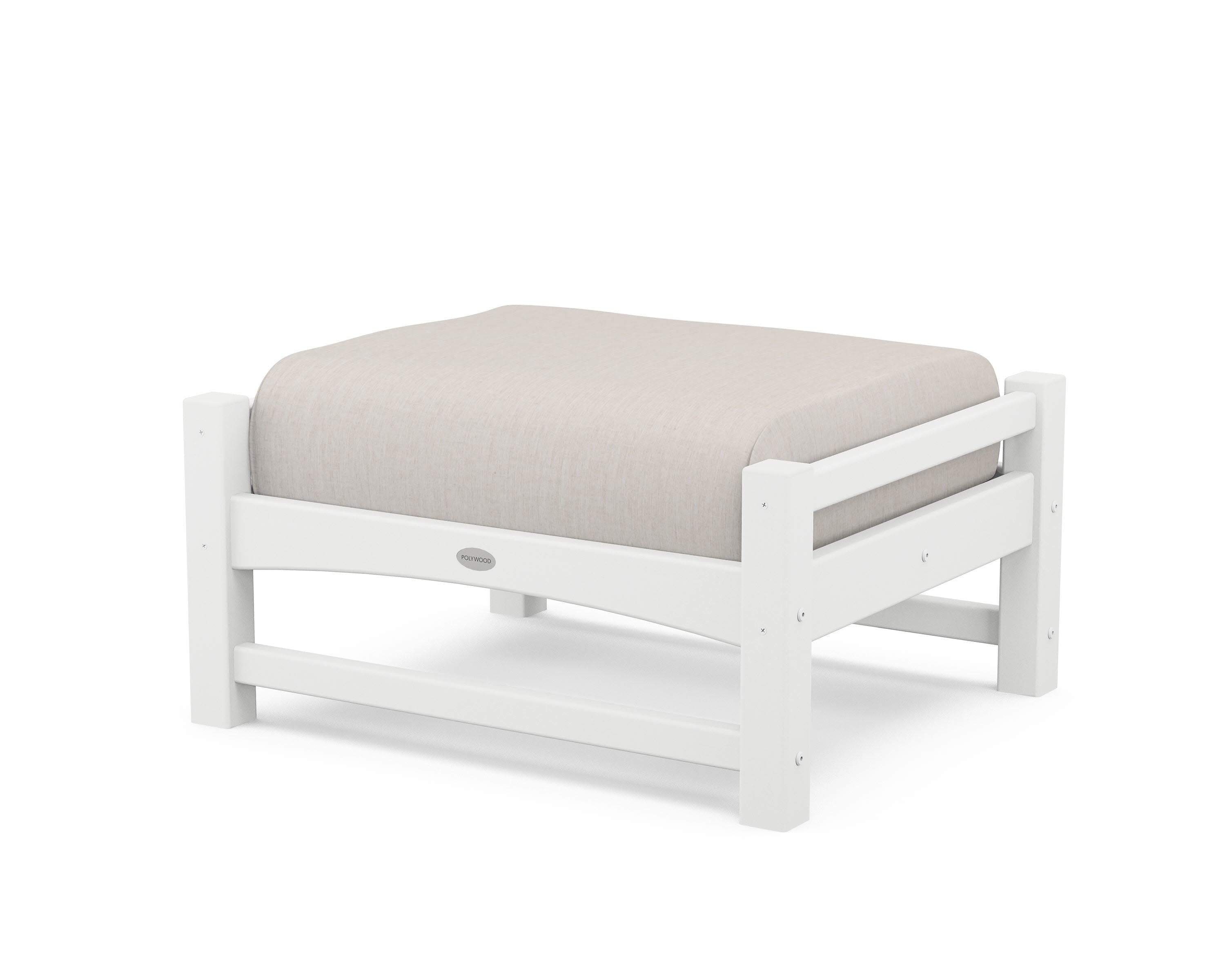 Club Ottoman in White / Cast Ash