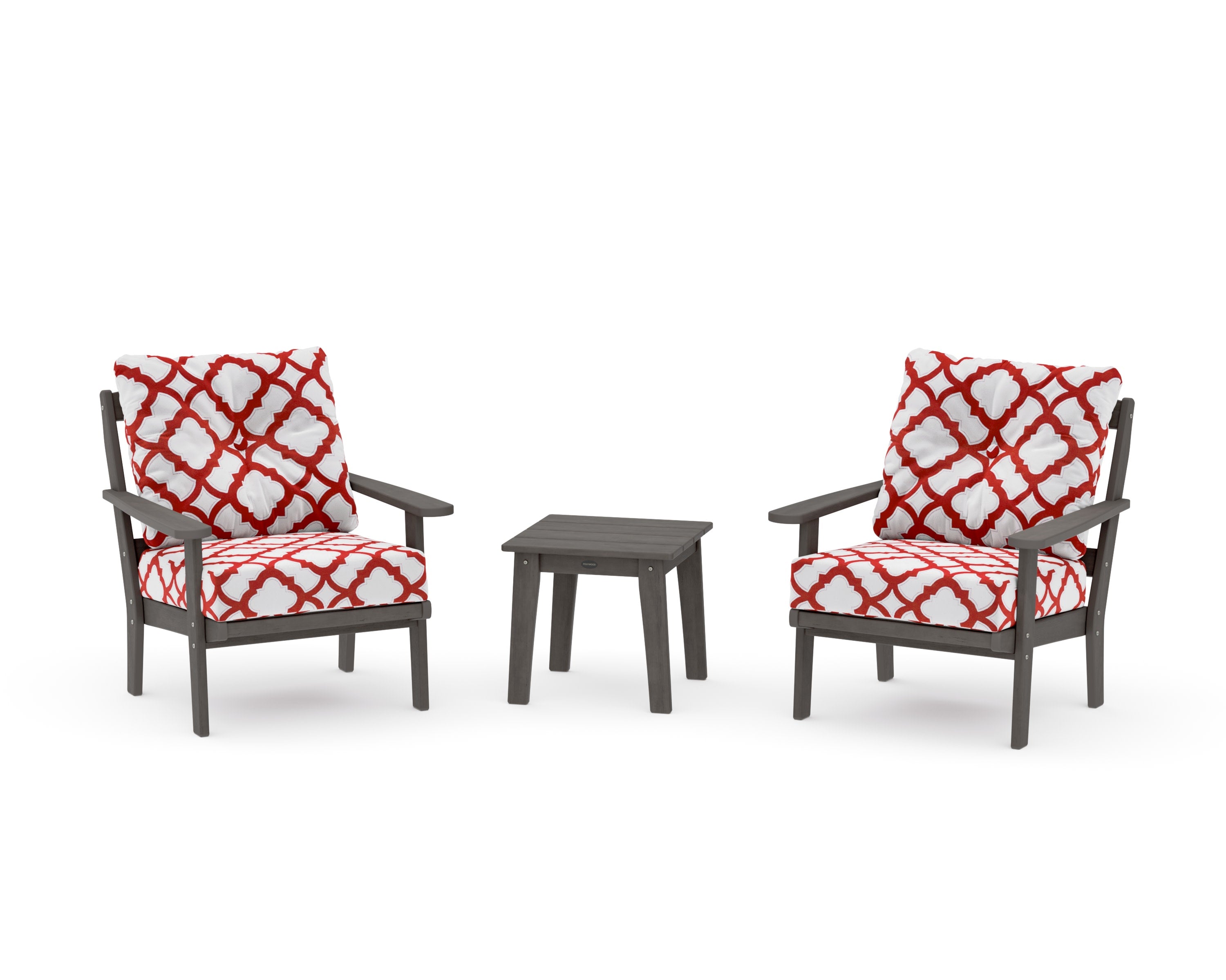 Mission 3-Piece Deep Seating Set in Driftwood / Trellis Crimson