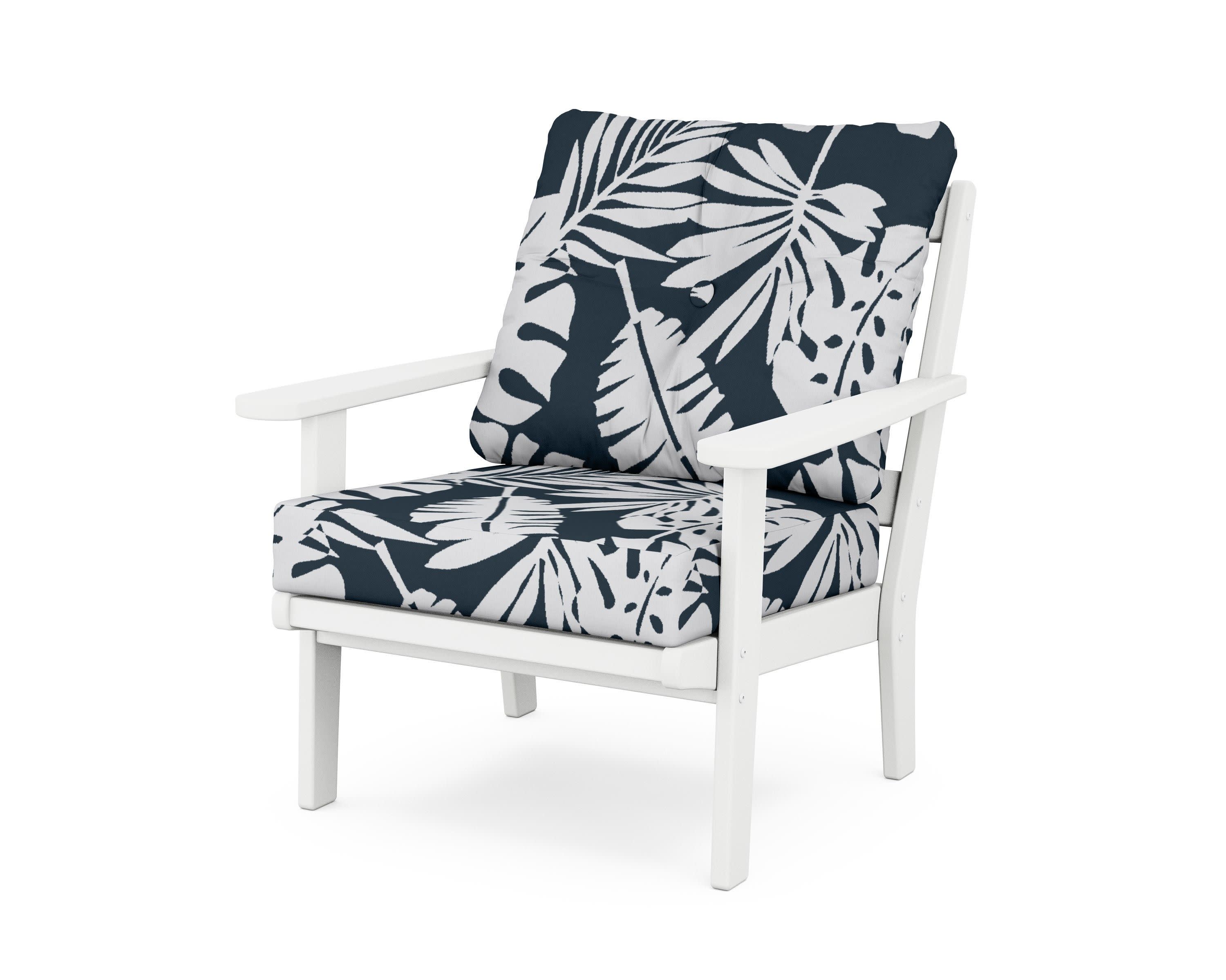 Mission Deep Seating Chair in White / Leaf Marine Indigo