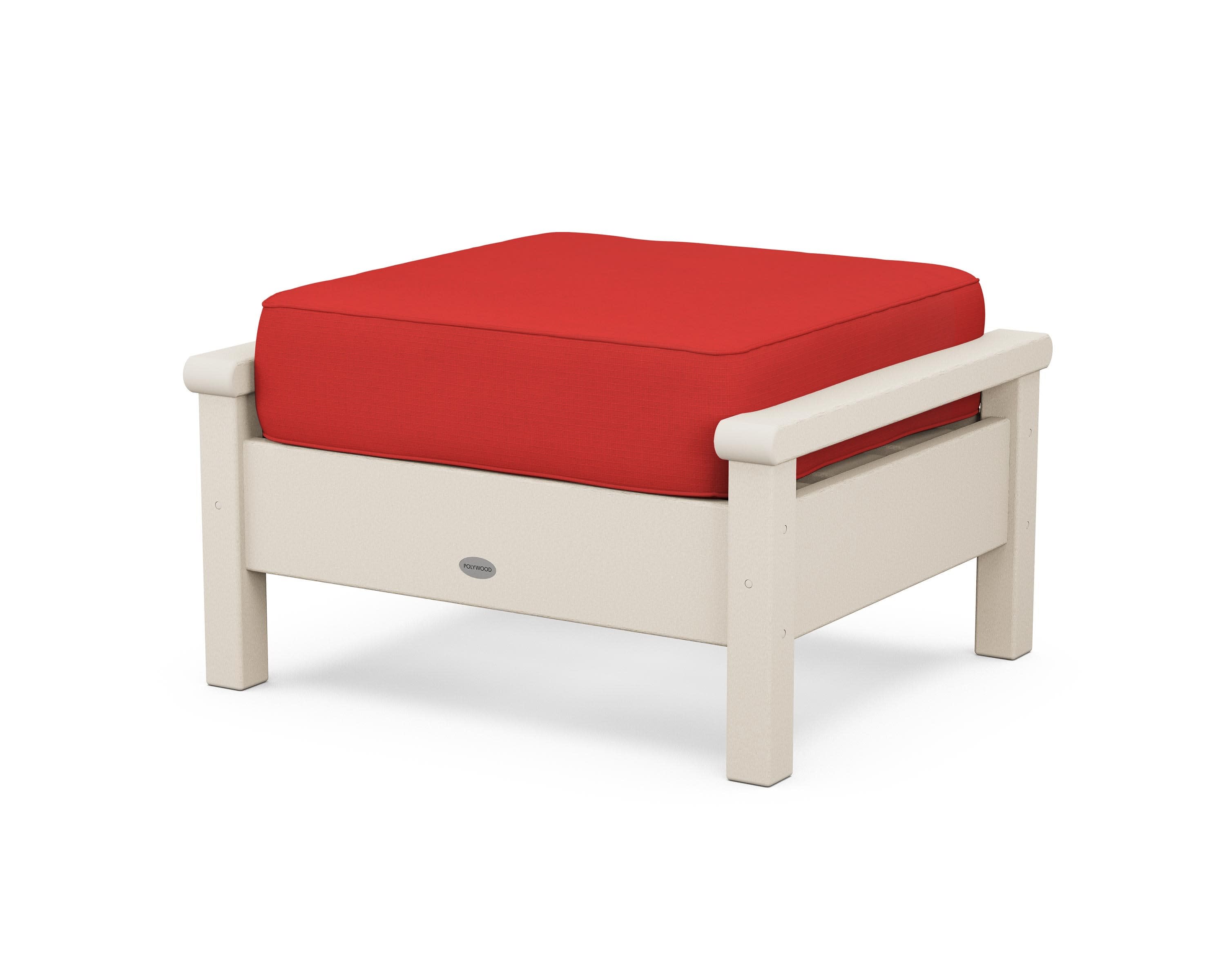 Harbour Deep Seating Ottoman in Sand / Crimson Linen
