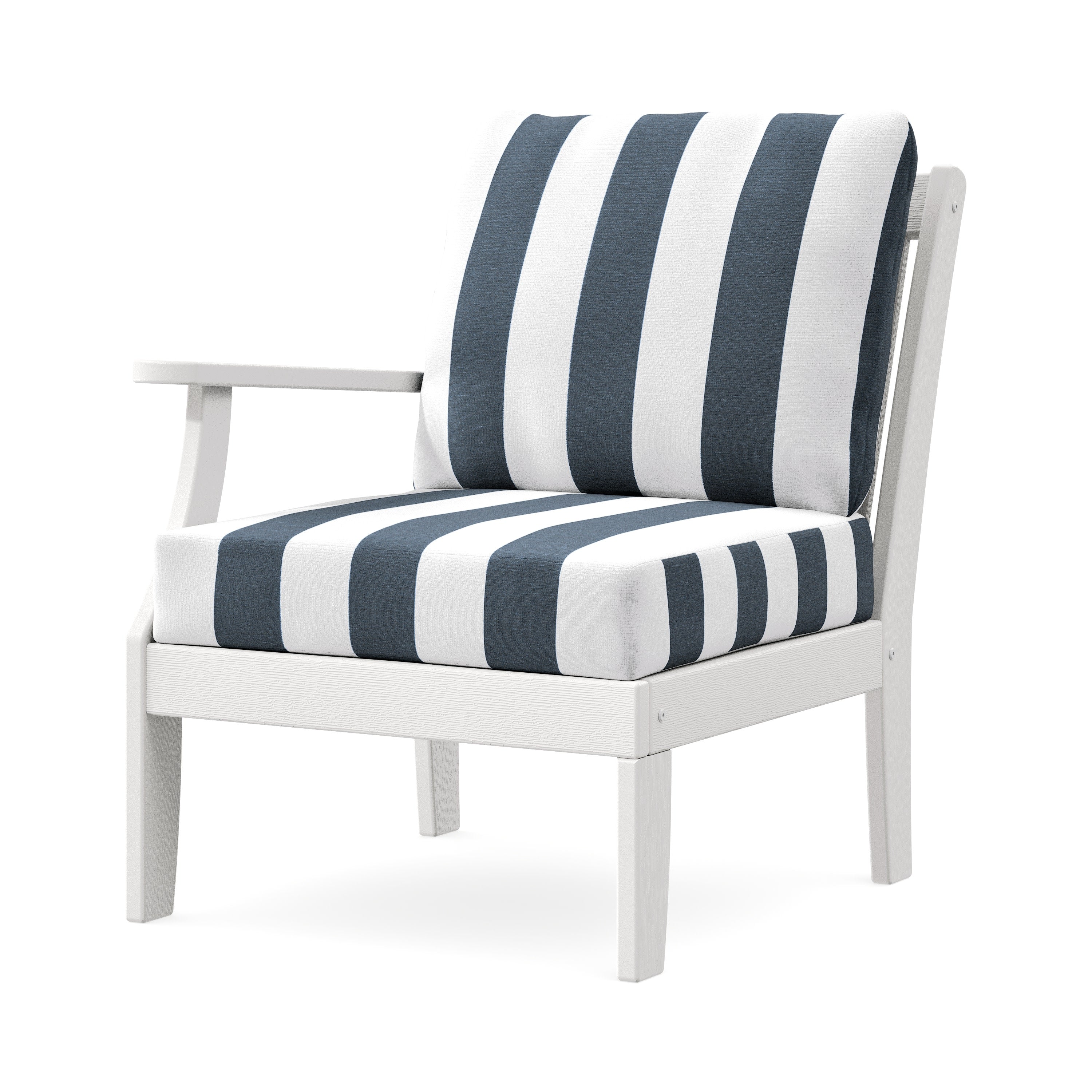 Braxton Modular Left Arm Chair in Vintage White / Cabana Stripe Marine Indigo