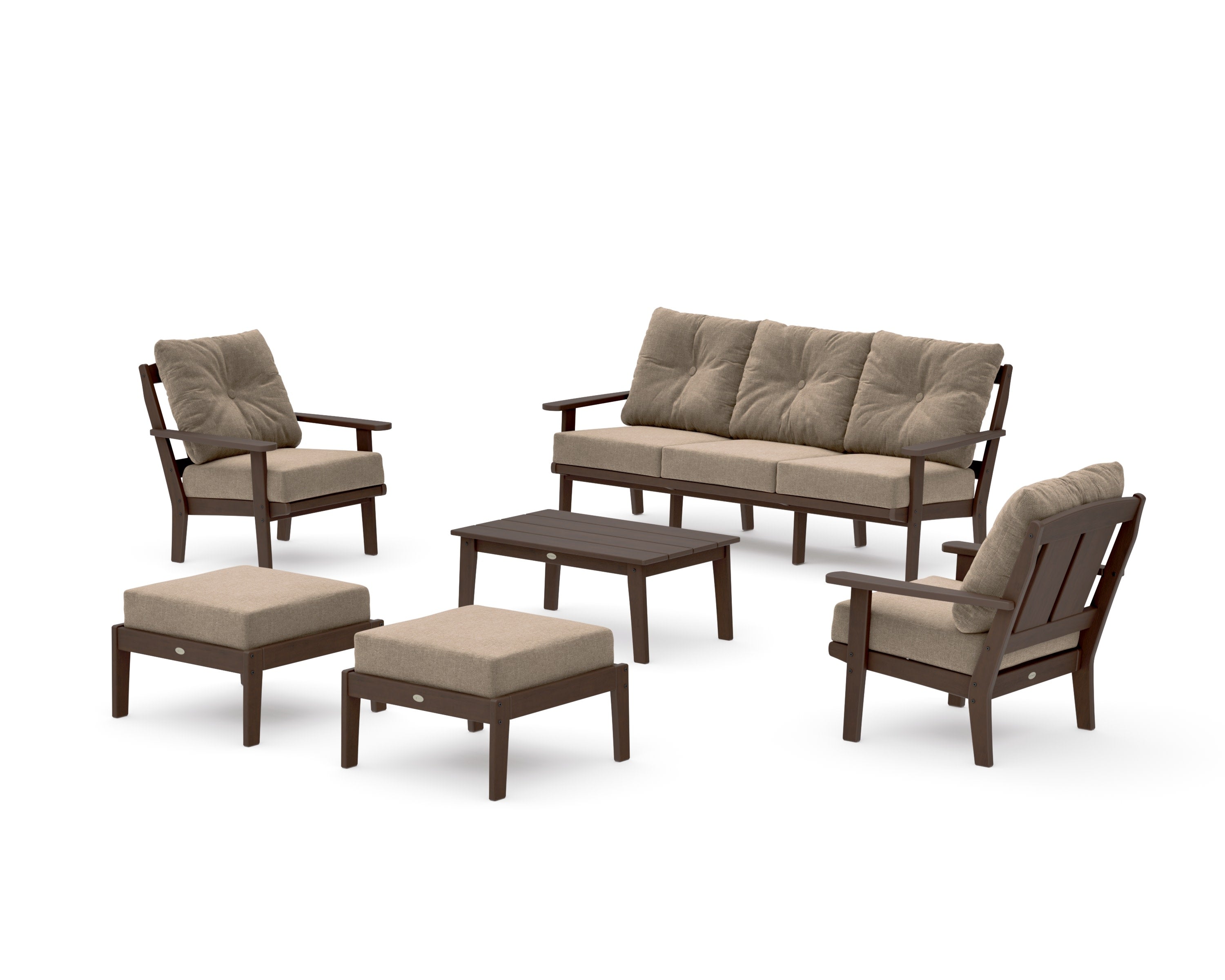 Mission 6-Piece Lounge Sofa Set in Kona / Spiced Burlap