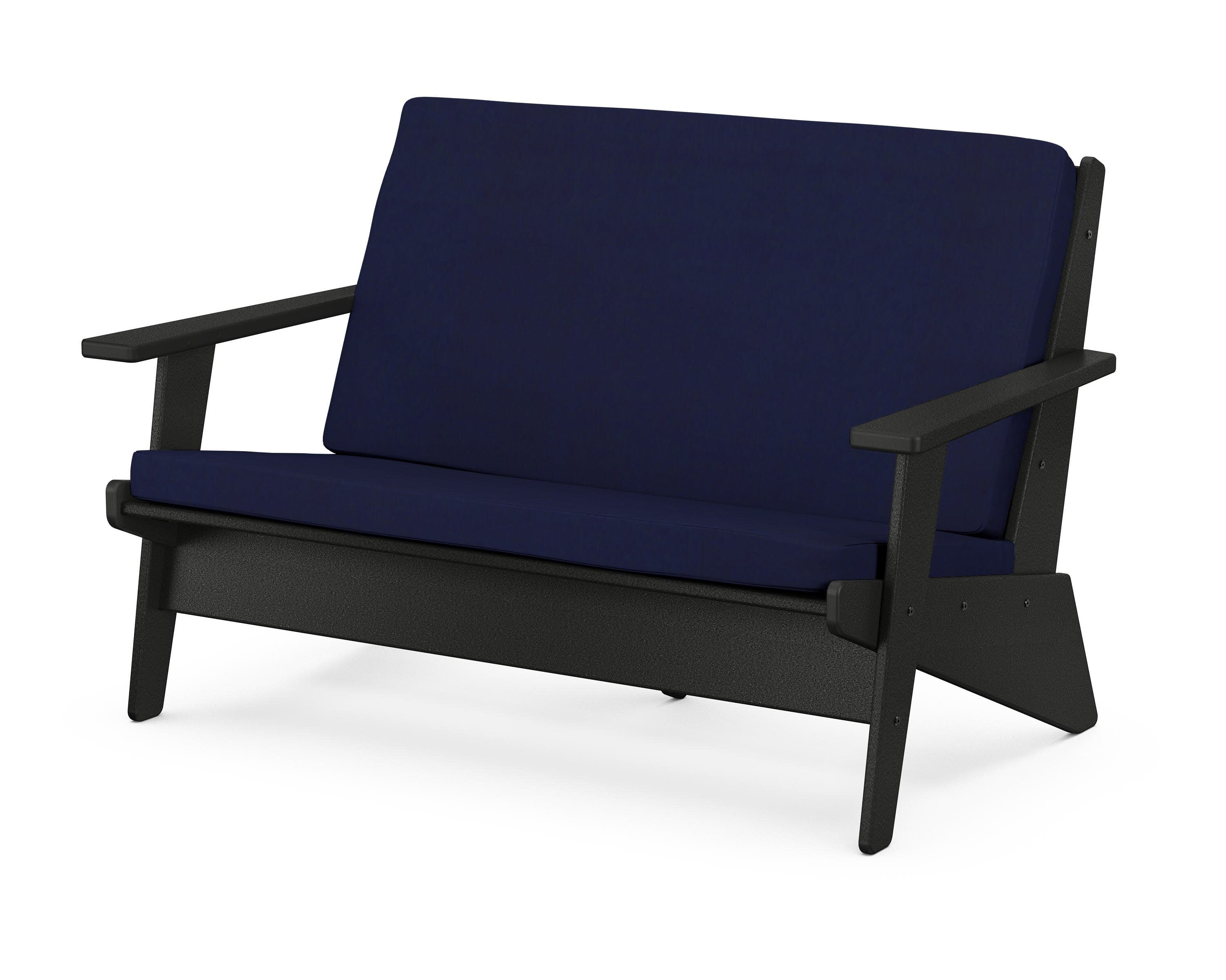 Riviera Modern Lounge Loveseat in Black / Navy