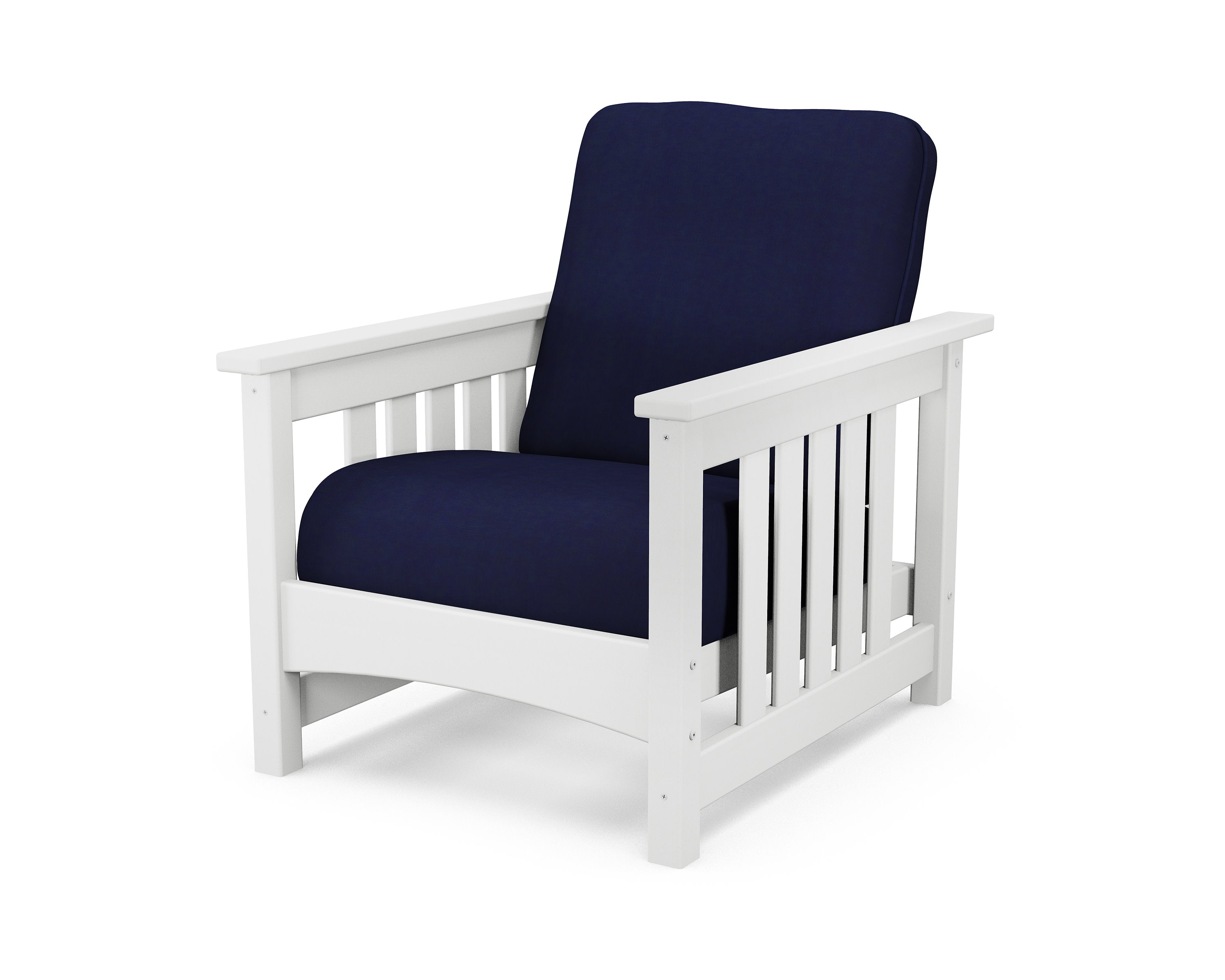 Club Mission Chair in White / Navy