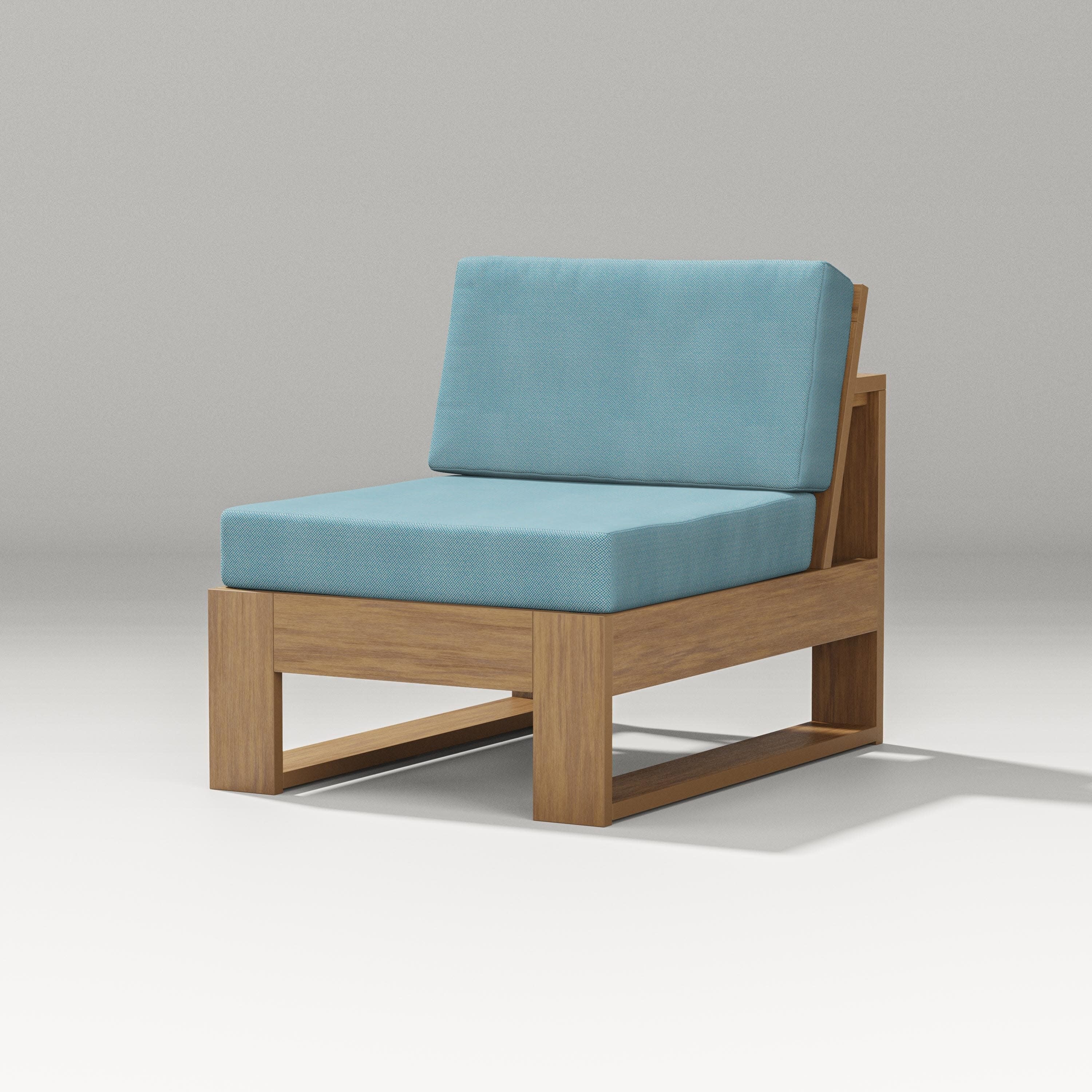 Latitude Modular Armless Chair in Natural / Lattice Sky Blue