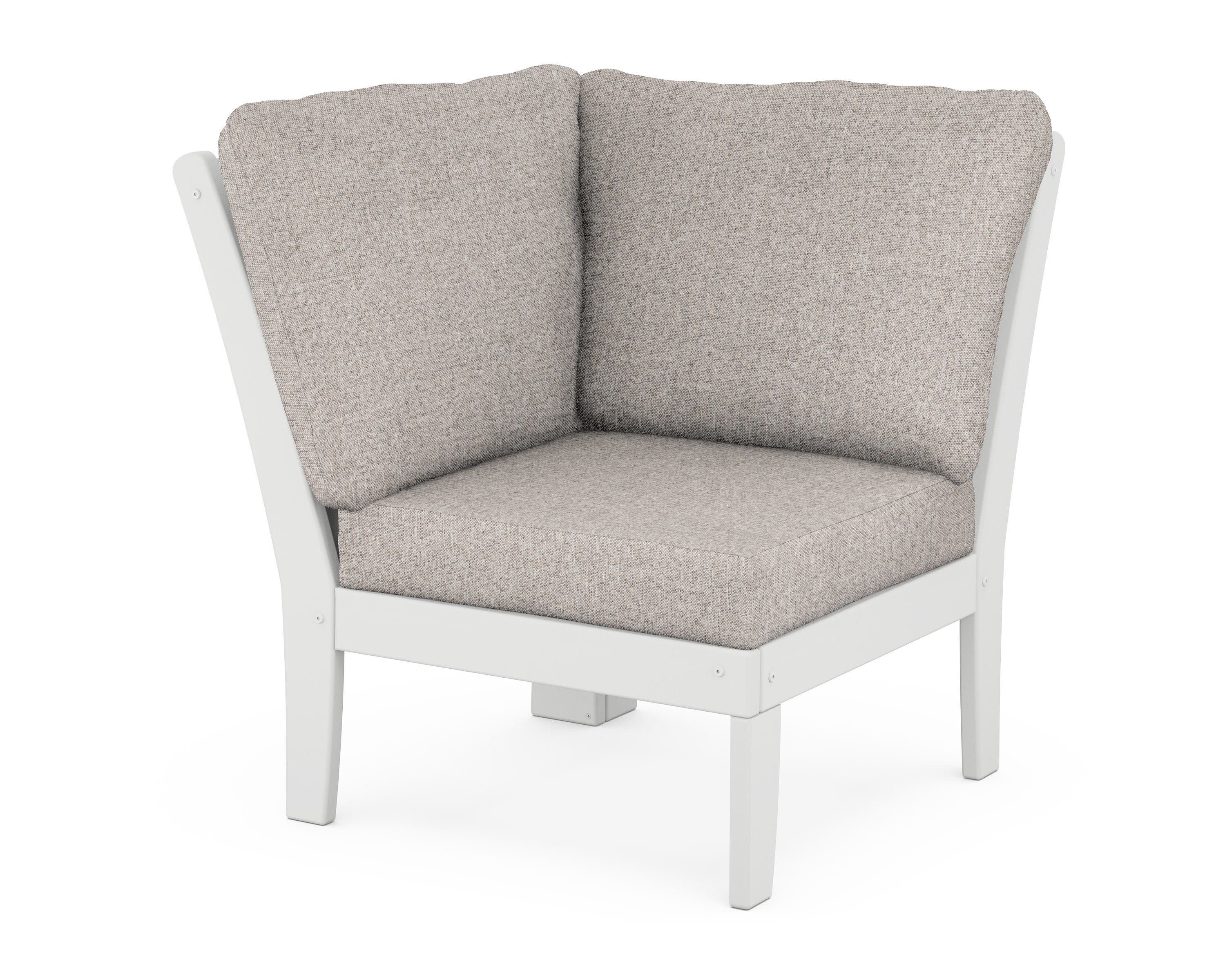 Braxton Modular Corner Chair in White / Weathered Tweed