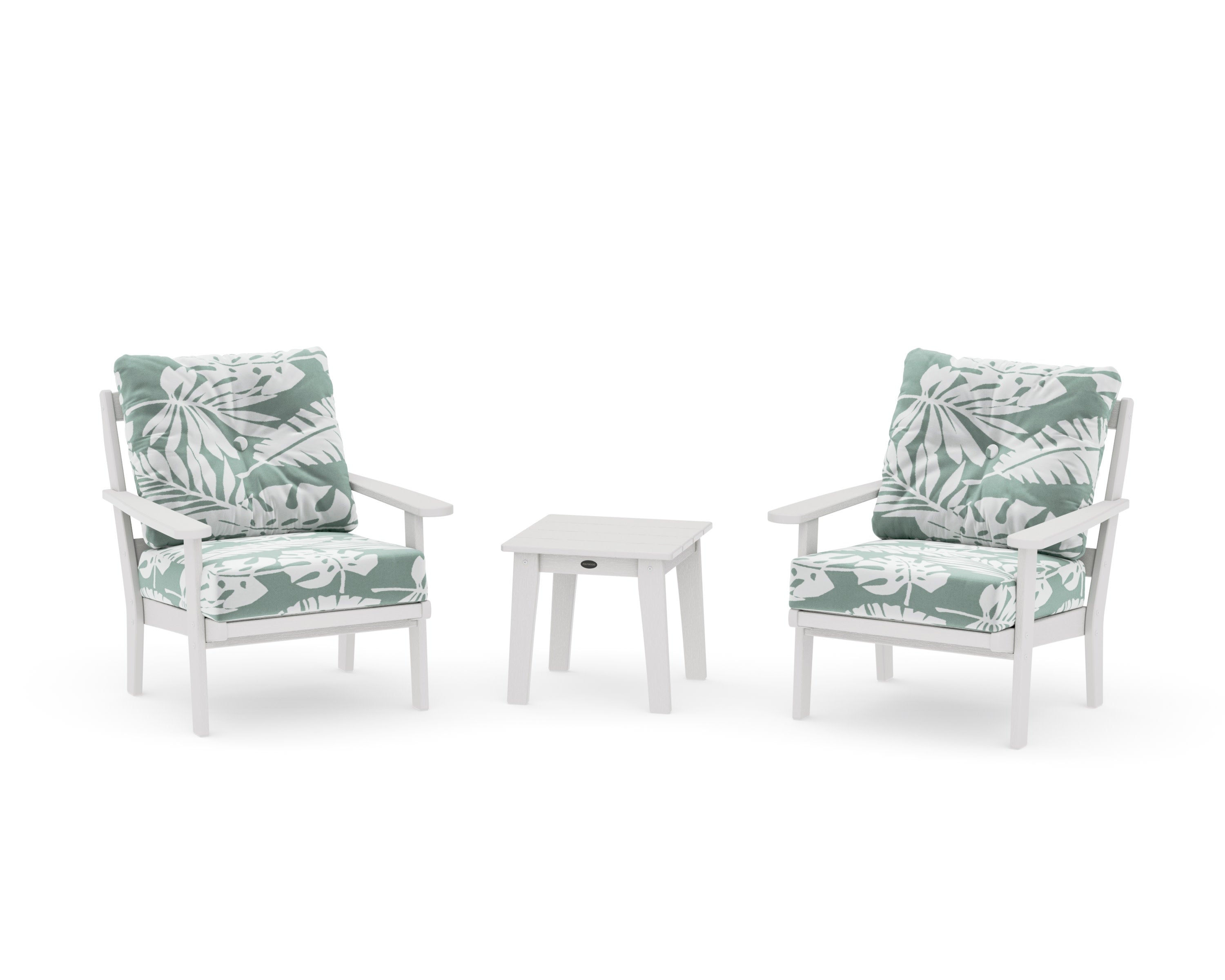 Mission 3-Piece Deep Seating Set in Vintage White / Leaf Glacier Spa