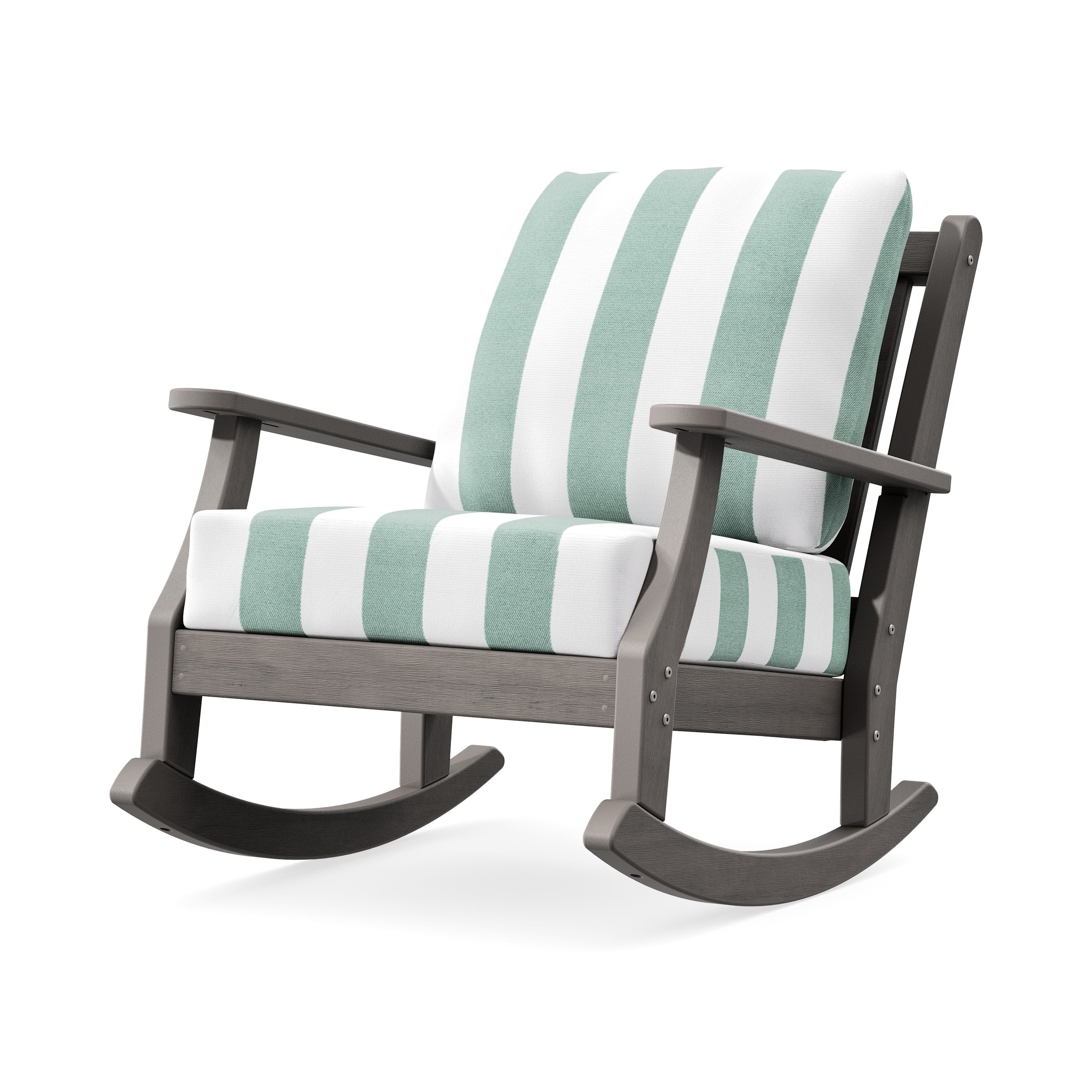 Wovendale Deep Seating Rocking Chair in Driftwood / Cabana Stripe Glacier Spa