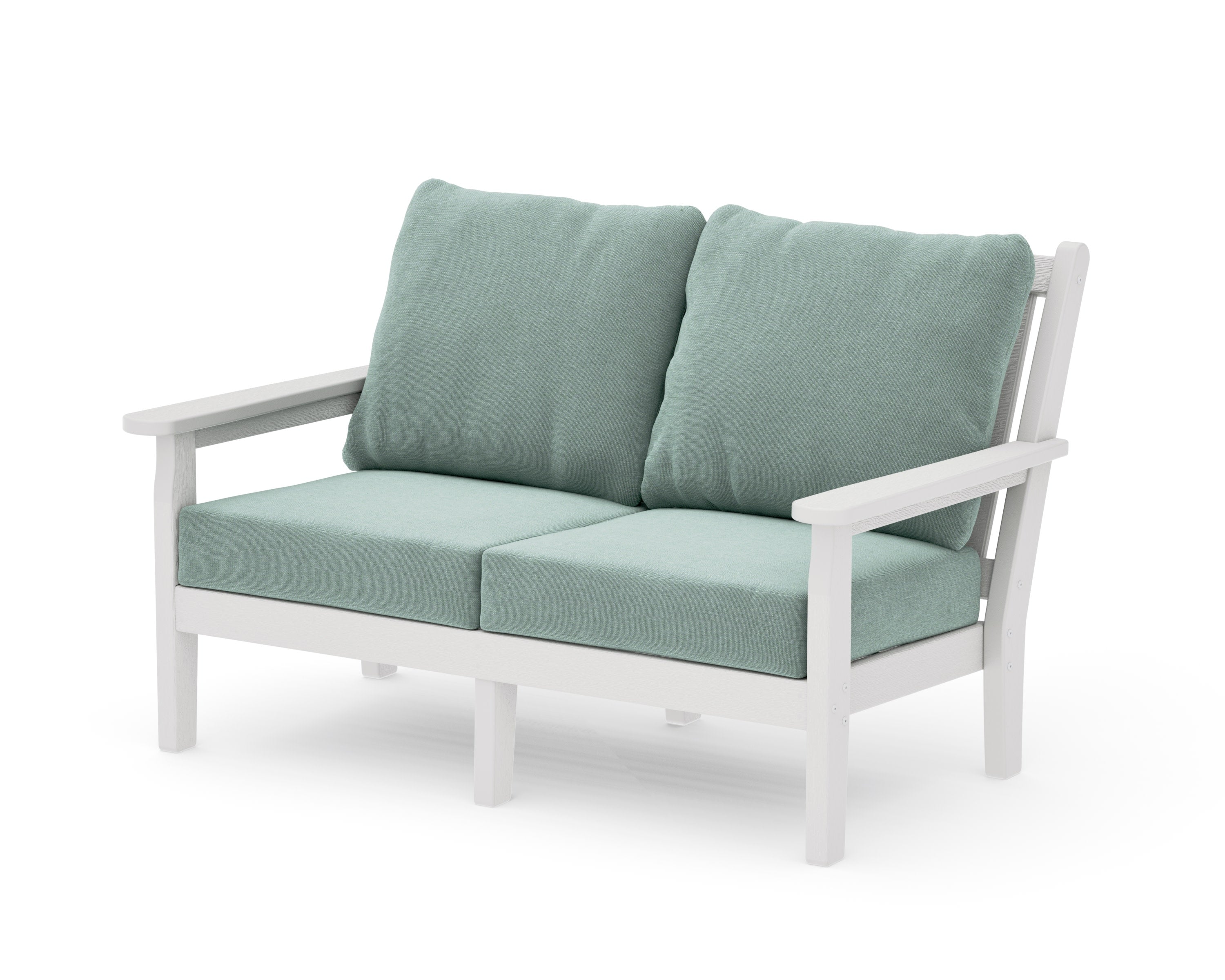 Chippendale Deep Seating Loveseat in Vintage White / Glacier Spa