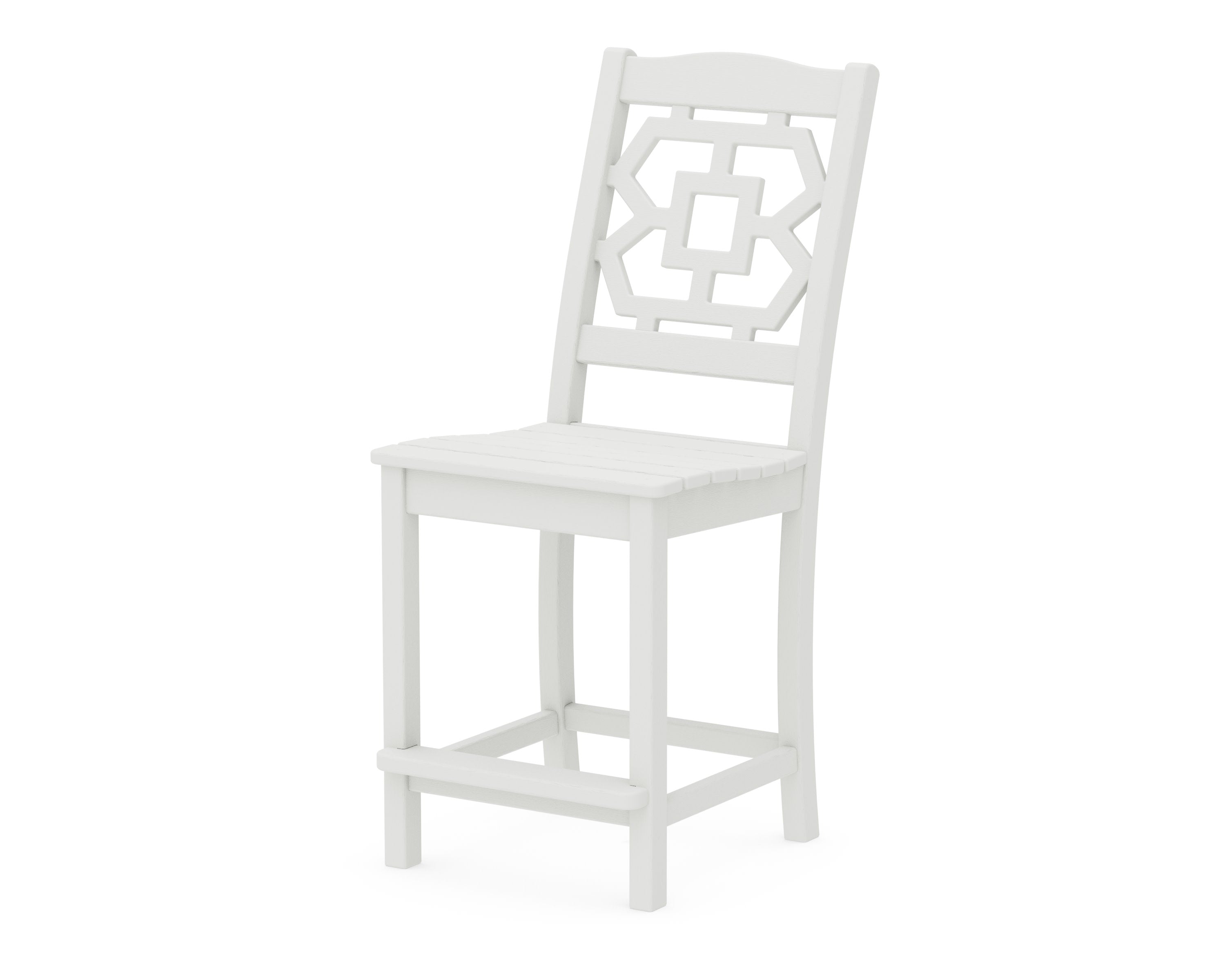 Chinoiserie Counter Side Chair in Vintage White