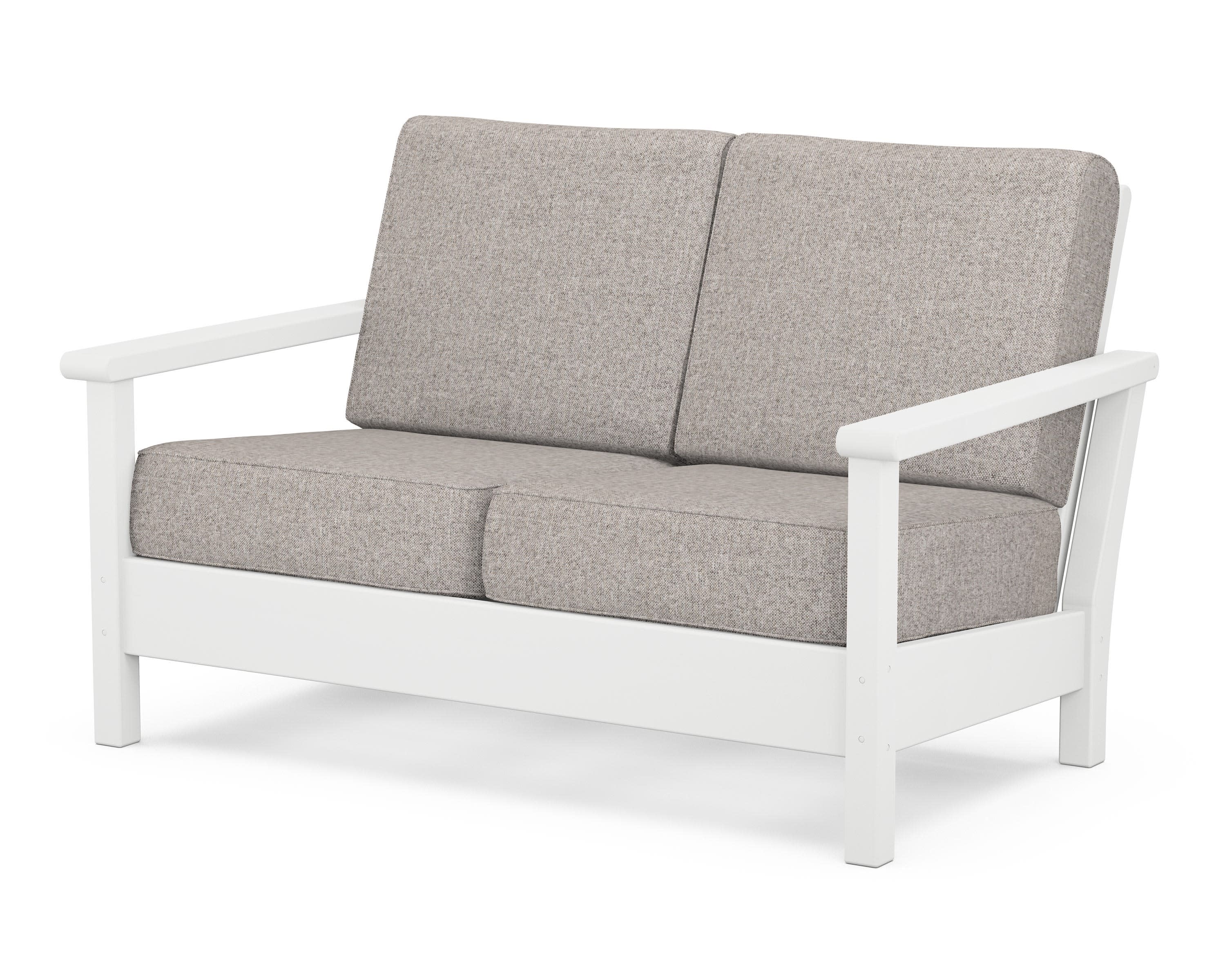 Harbour Deep Seating Loveseat in White / Weathered Tweed